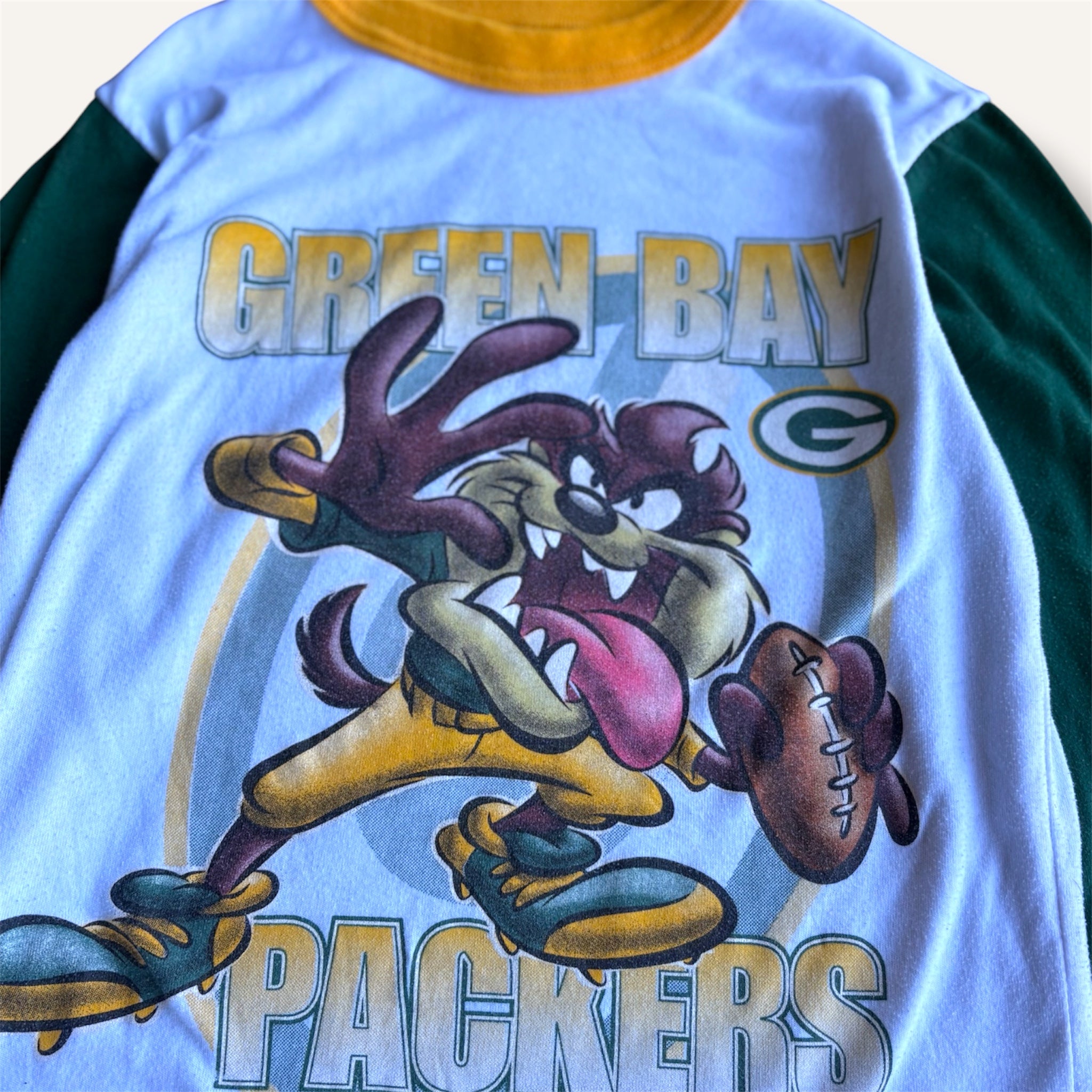 Vintage 1998 Green Bay Packers Taz Fleece Long Sleeve Top (8/10)