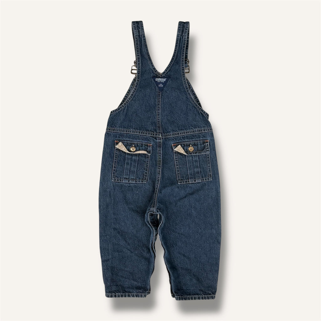 Oshkosh Y2K Dark Wash Denim Cargo Style Overalls (12/18M)