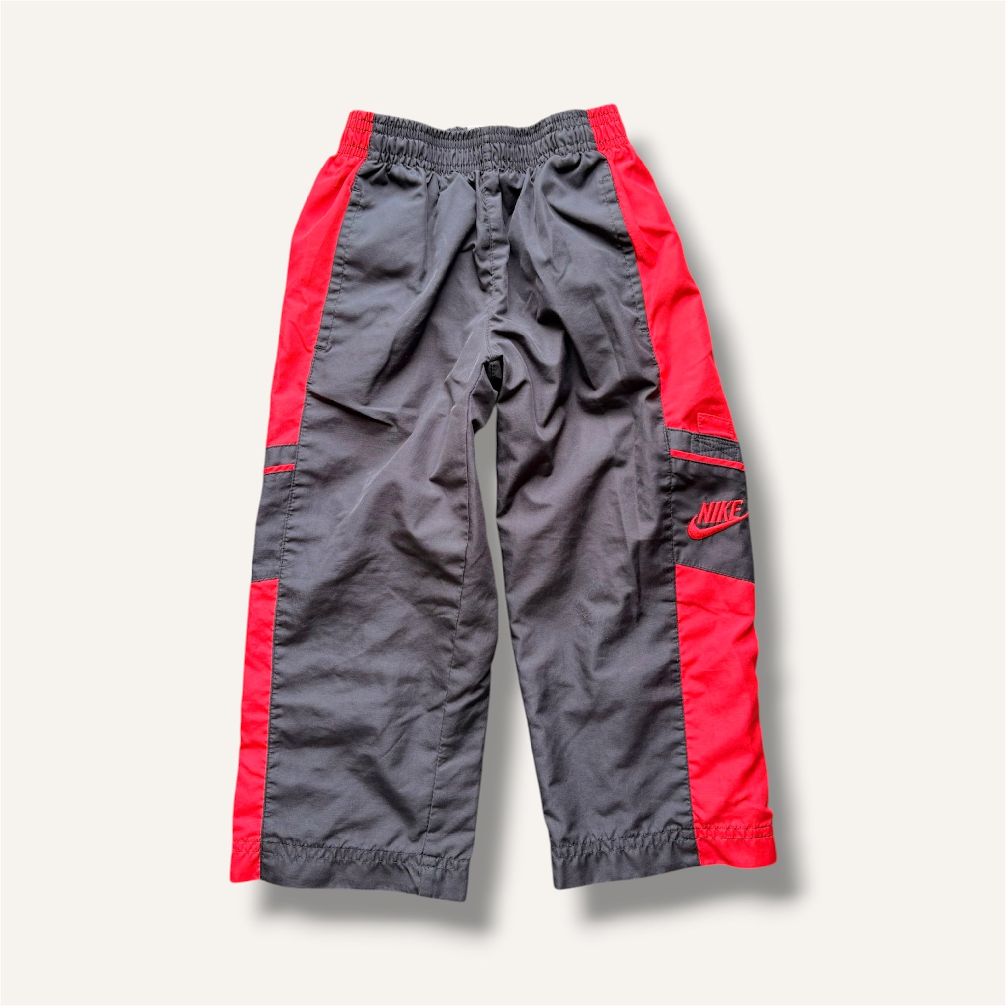 Y2K Nike Windbreaker Pants Red & Black (3T)