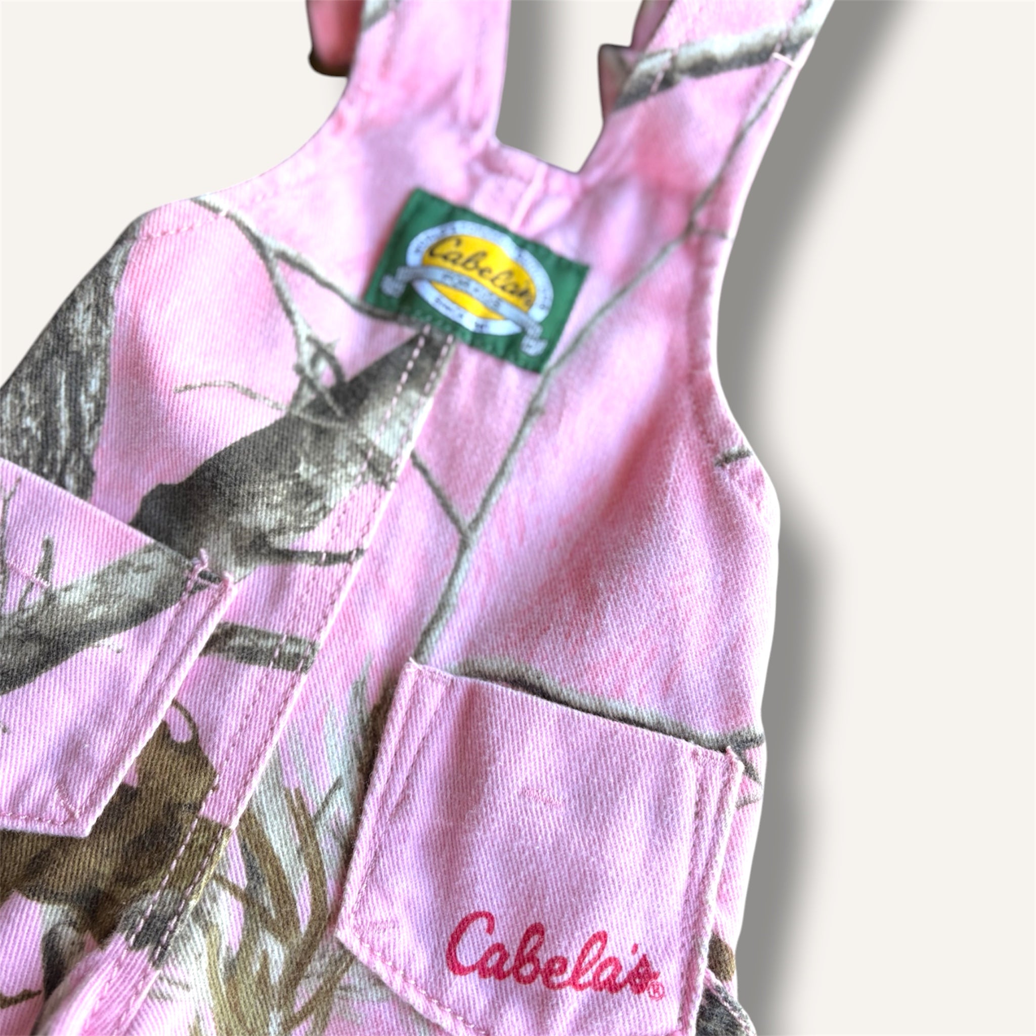 Vintage Pink Real Tree Print Cabela's Shortalls (0/3M)