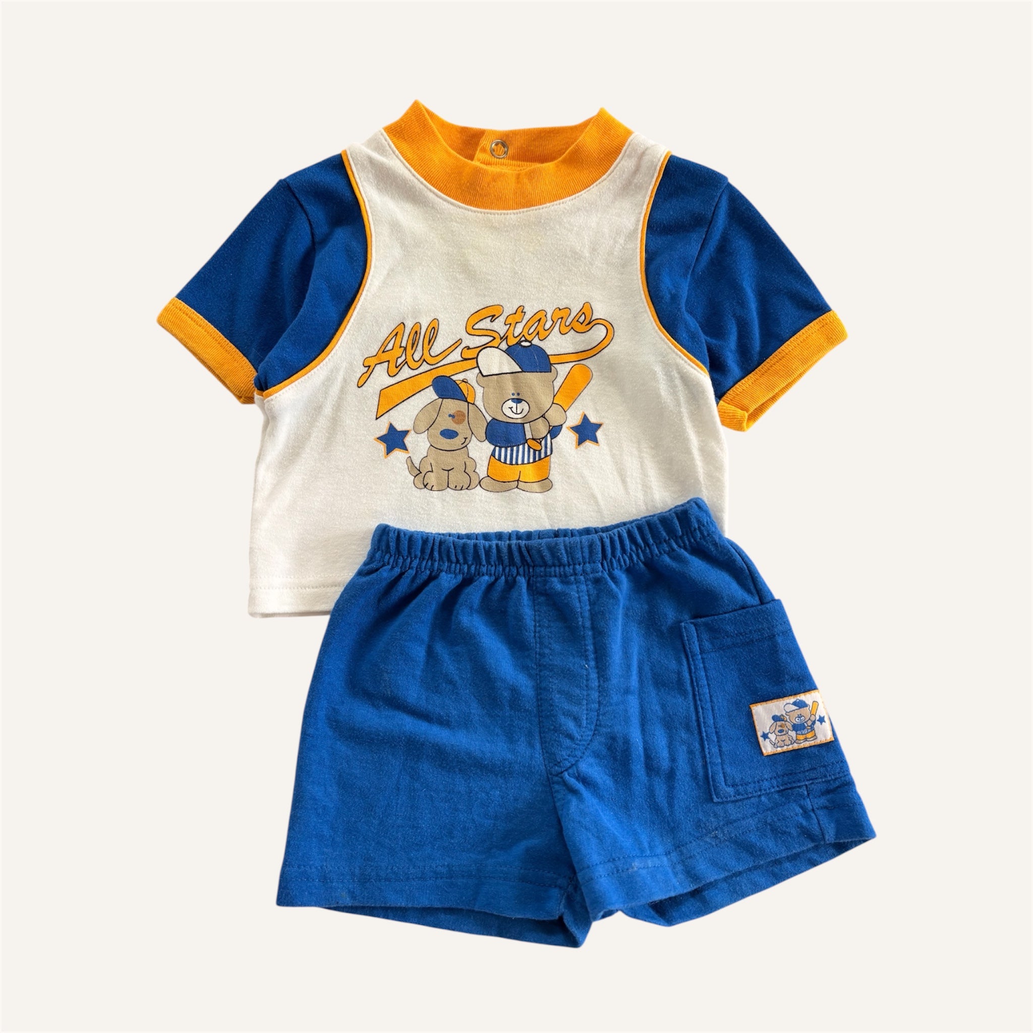 3 Piece Vintage Yellow & Blue Baseball Set (3/6M)