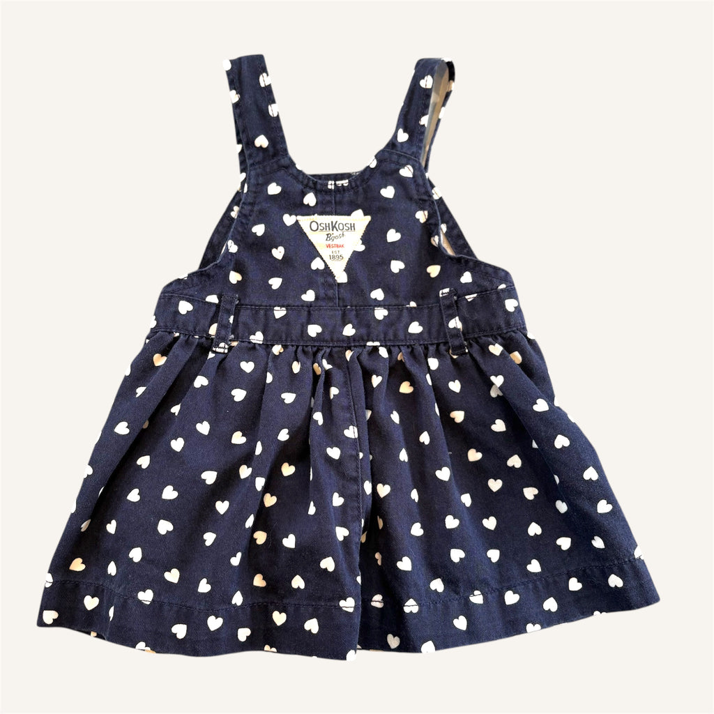 Oshkosh Navy Heart Denim Shortall Dress (6/12M)