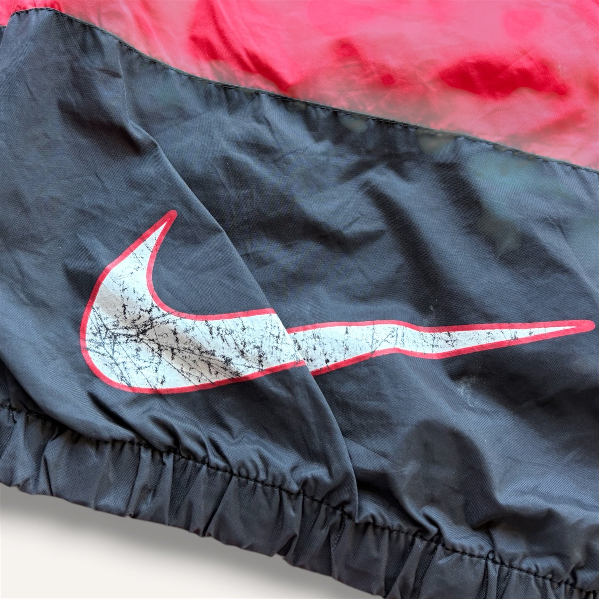 Y2K Nike Red and Black Hooded Windbreaker (3T)