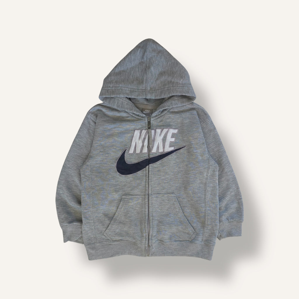 Y2K Grey and Navy "Nike" Embroided Zippy Hoodie (5/6)