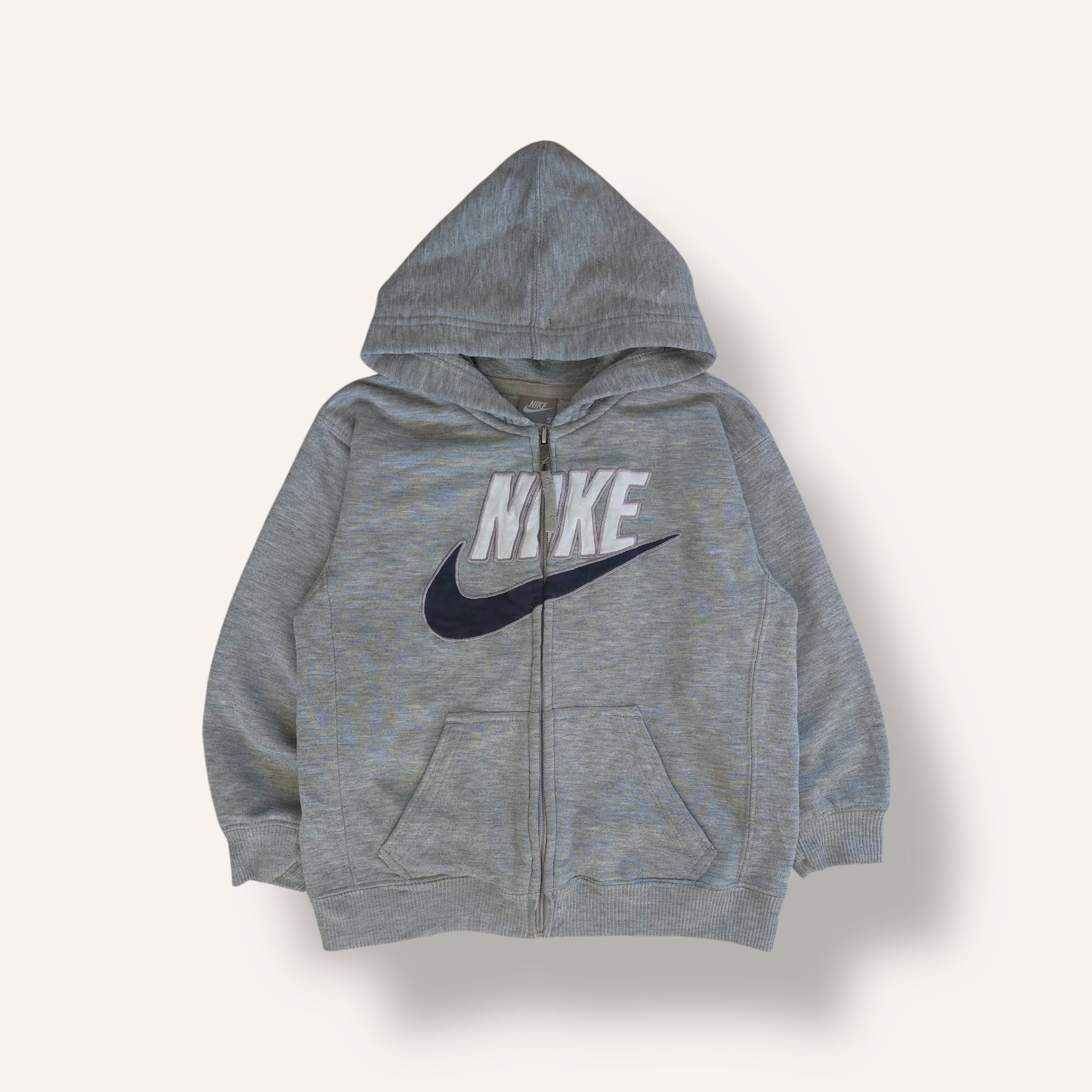 Y2K Grey and Navy "Nike" Embroided Zippy Hoodie (5/6)