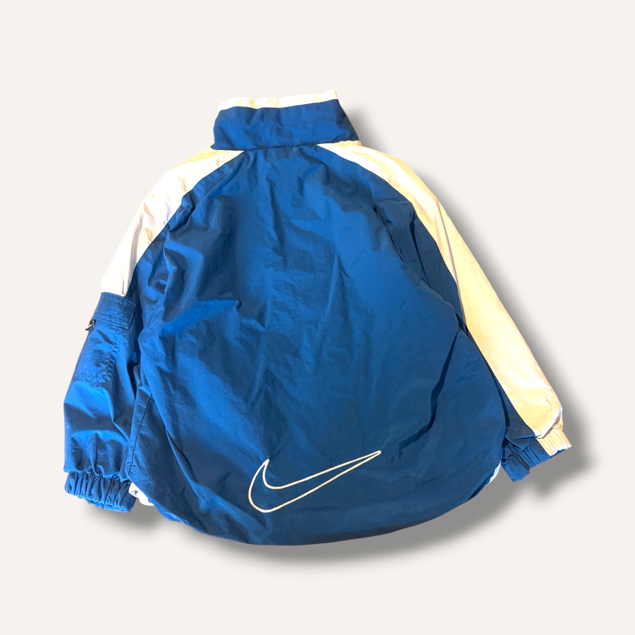 Y2K Nike Blue and White Lined Windbreaker Jacket (4/5)