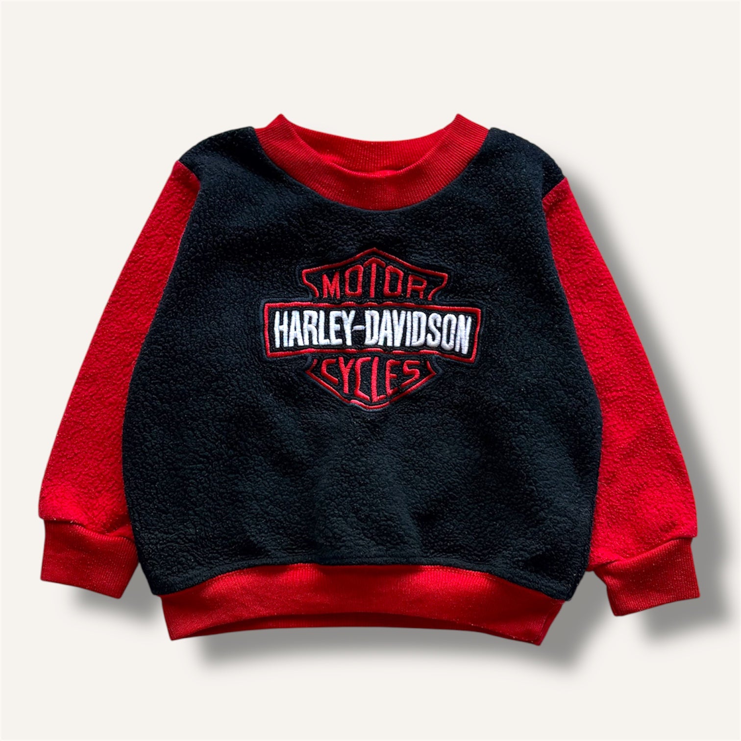 Harley Davidson Vintage Red and Black Fleece Crew (12/18M)