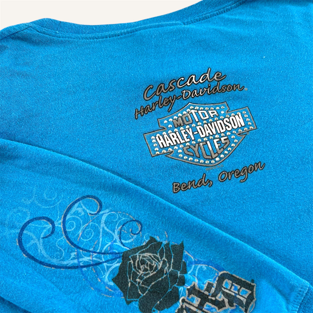 Harley Womens Blue Long Sleeve T-shirt (Adults Medium)