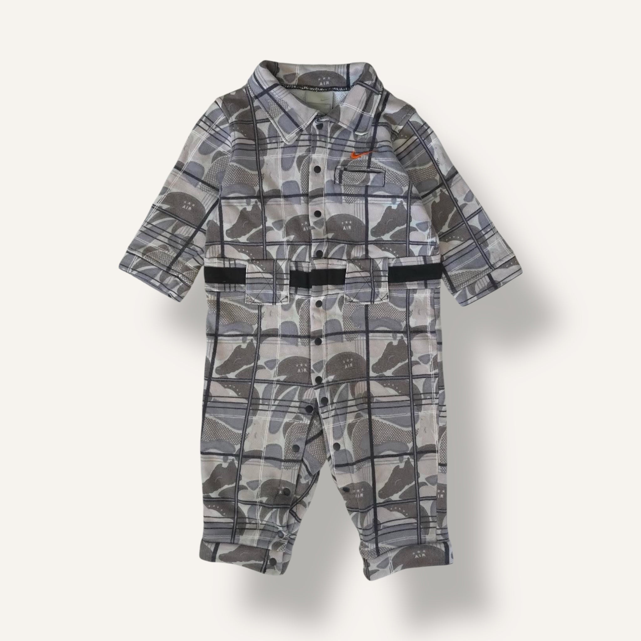 Y2K Nike Grey Toned Plaid Romper (1-2T)