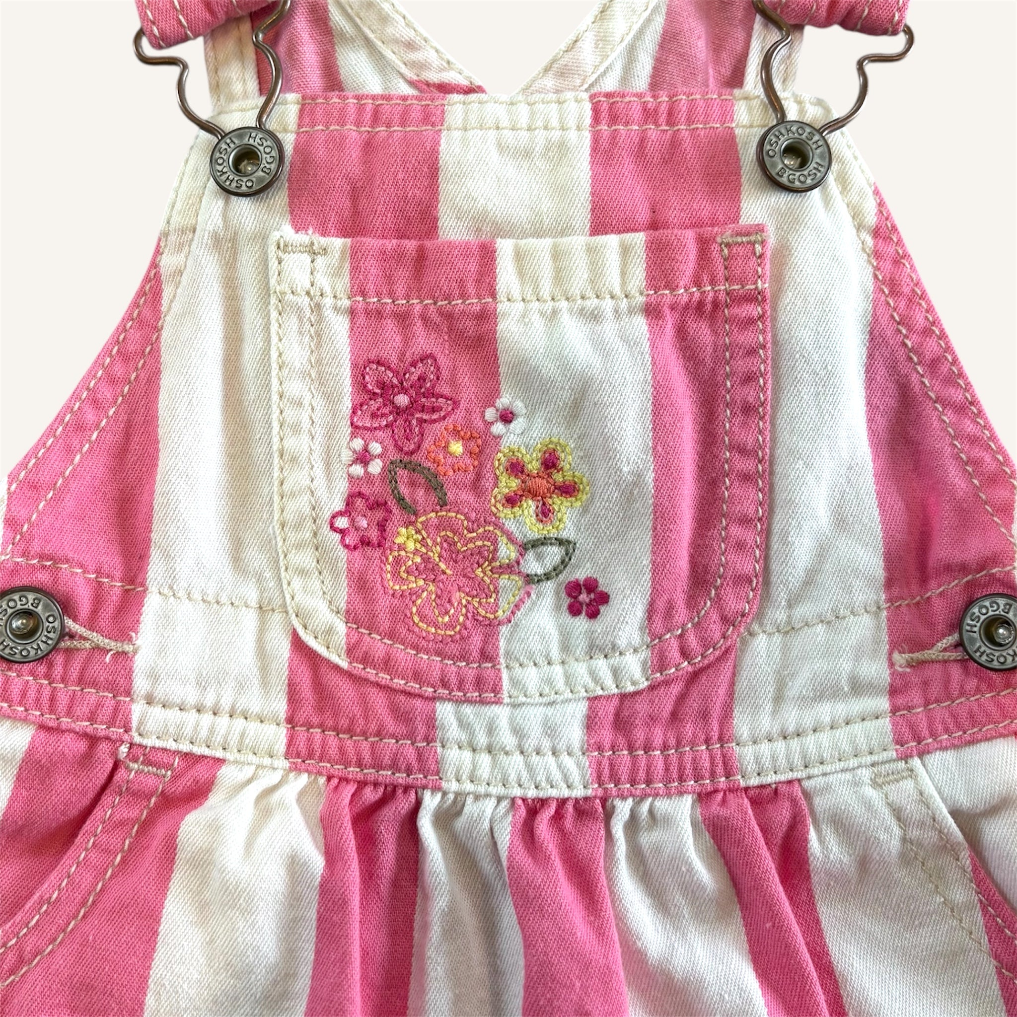 Oshkosh Pink Stripe  Shortall Dress (12/18M)