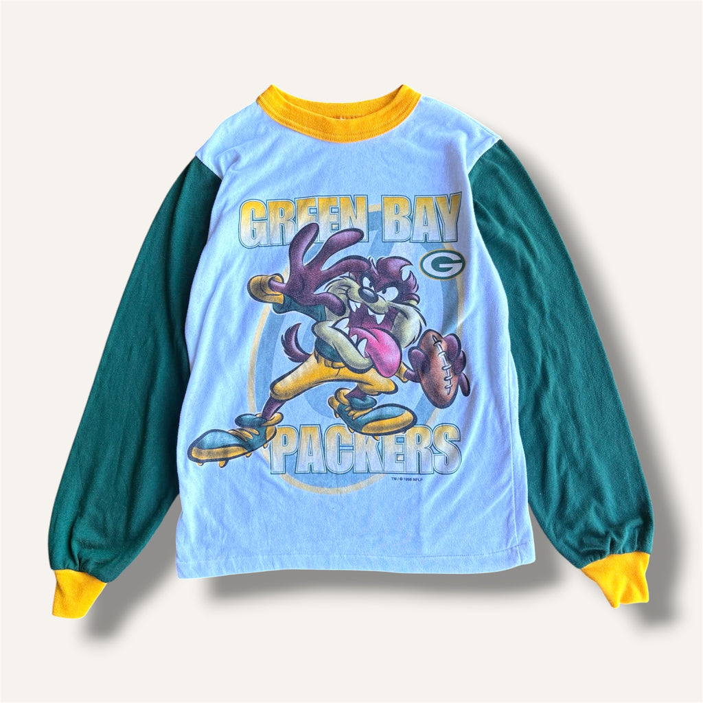 Vintage 1998 Green Bay Packers Taz Fleece Long Sleeve Top (8/10)