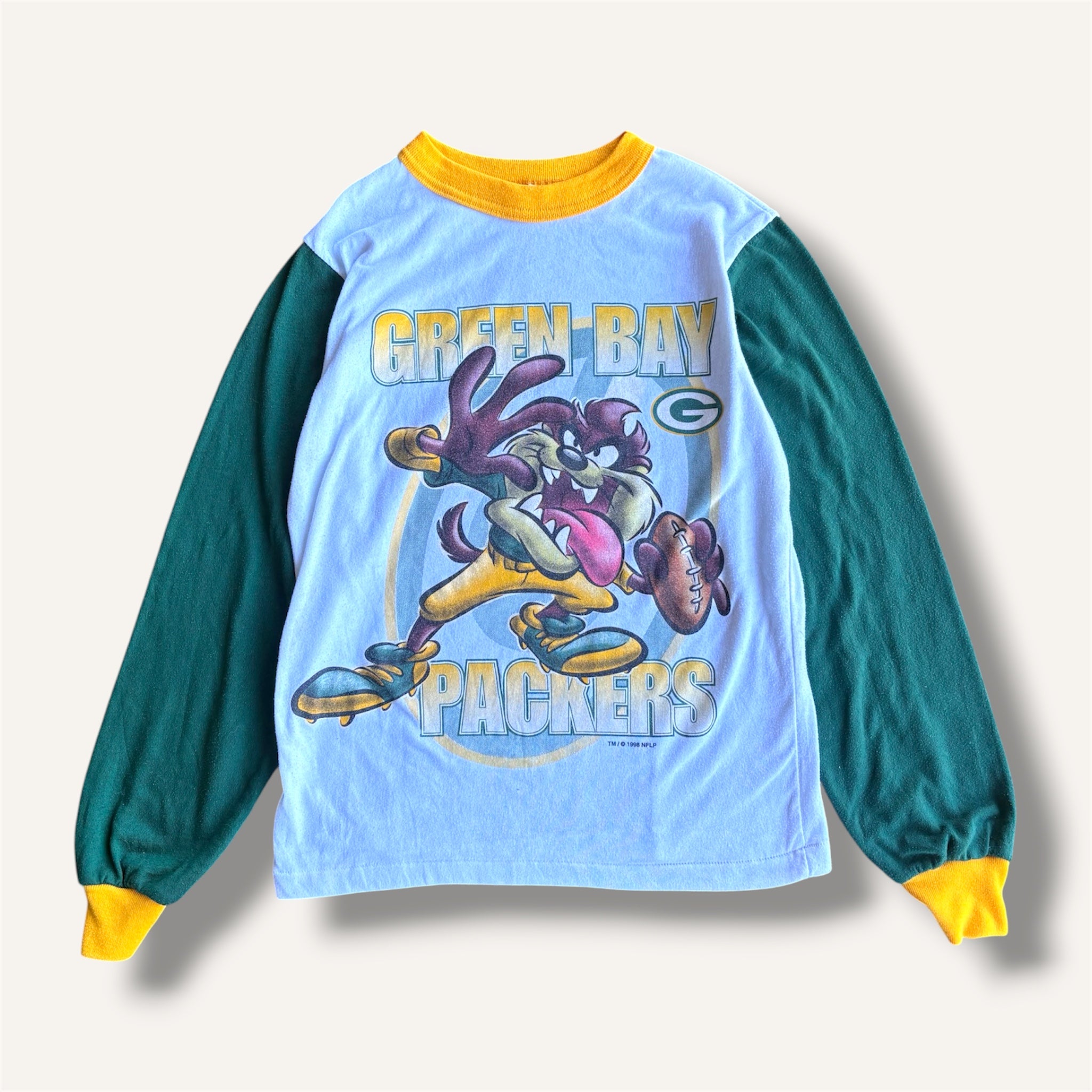 Vintage 1998 Green Bay Packers Taz Fleece Long Sleeve Top (8/10)