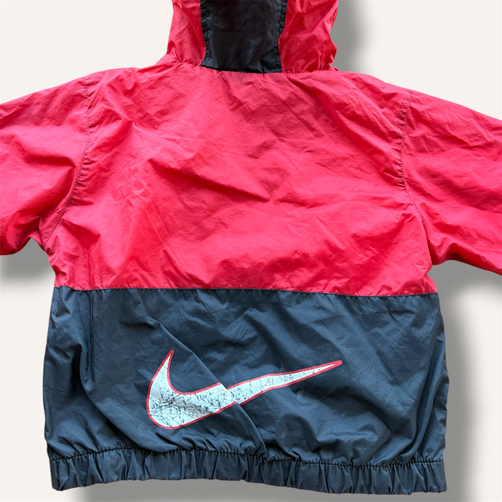 Y2K Nike Red and Black Hooded Windbreaker (3T)