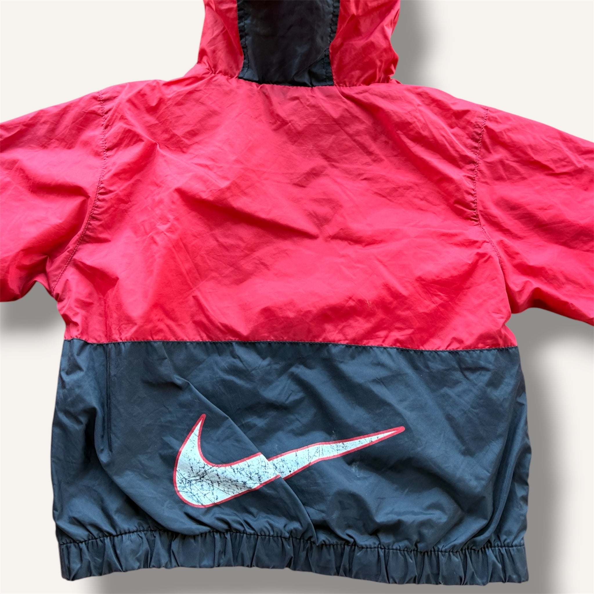 Y2K Nike Red and Black Hooded Windbreaker (3T)