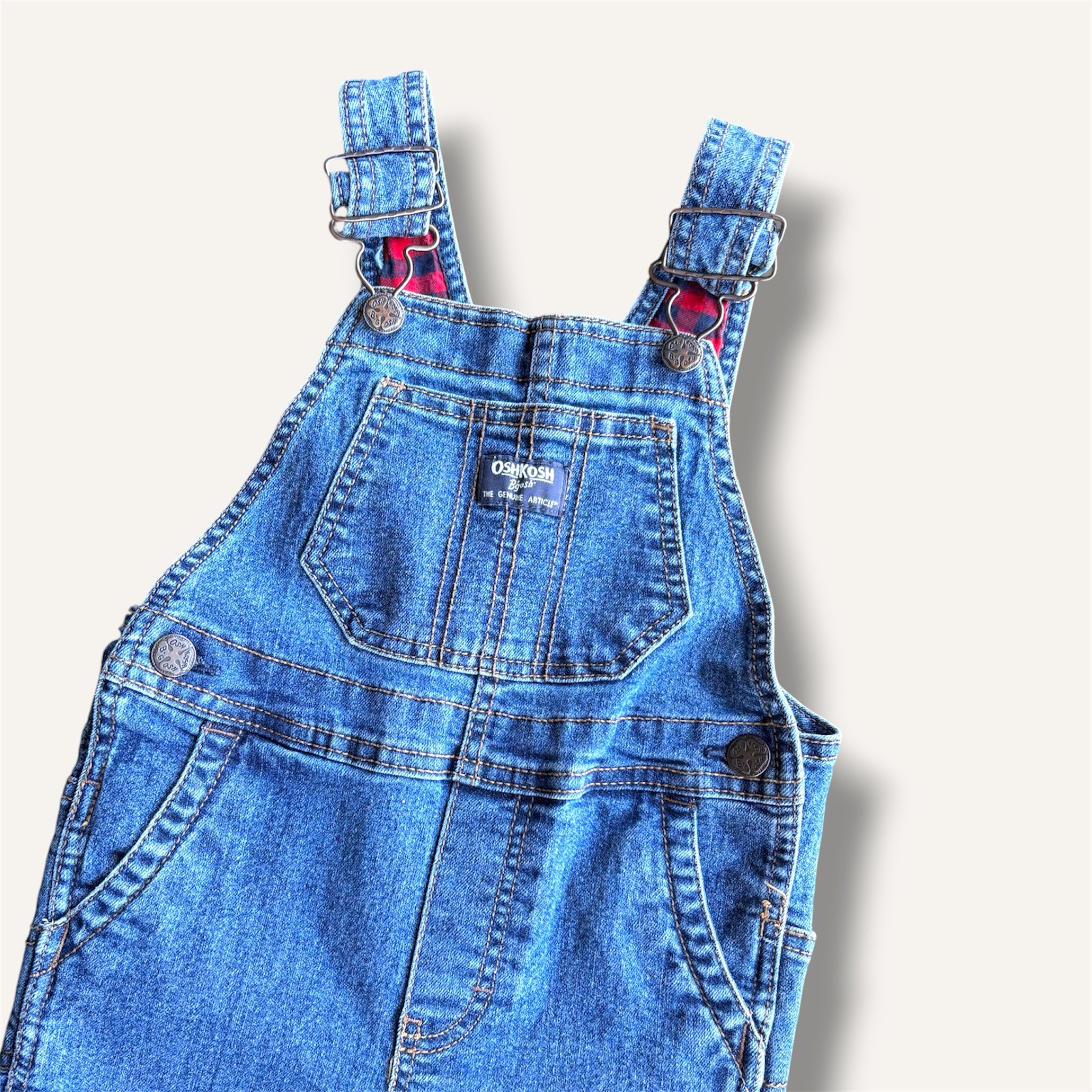 ミ*ロ様 OSHKOSH / 50's overall denim Oshkosh Denim Midwash Overalls with Plaid Lining (2T) – Worn Reckless