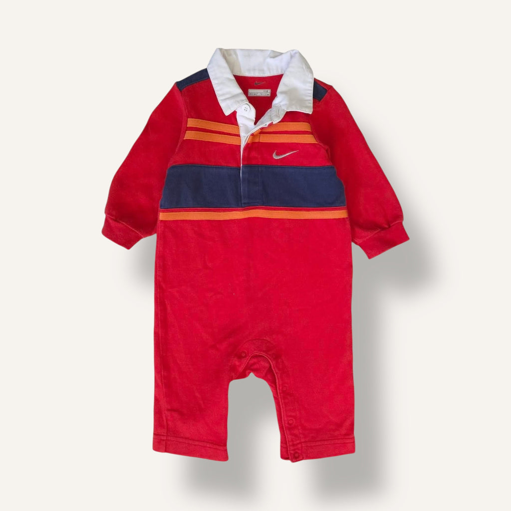 Y2K Nike Red, Orange and Navy Collared Polo Romper (6/12M)