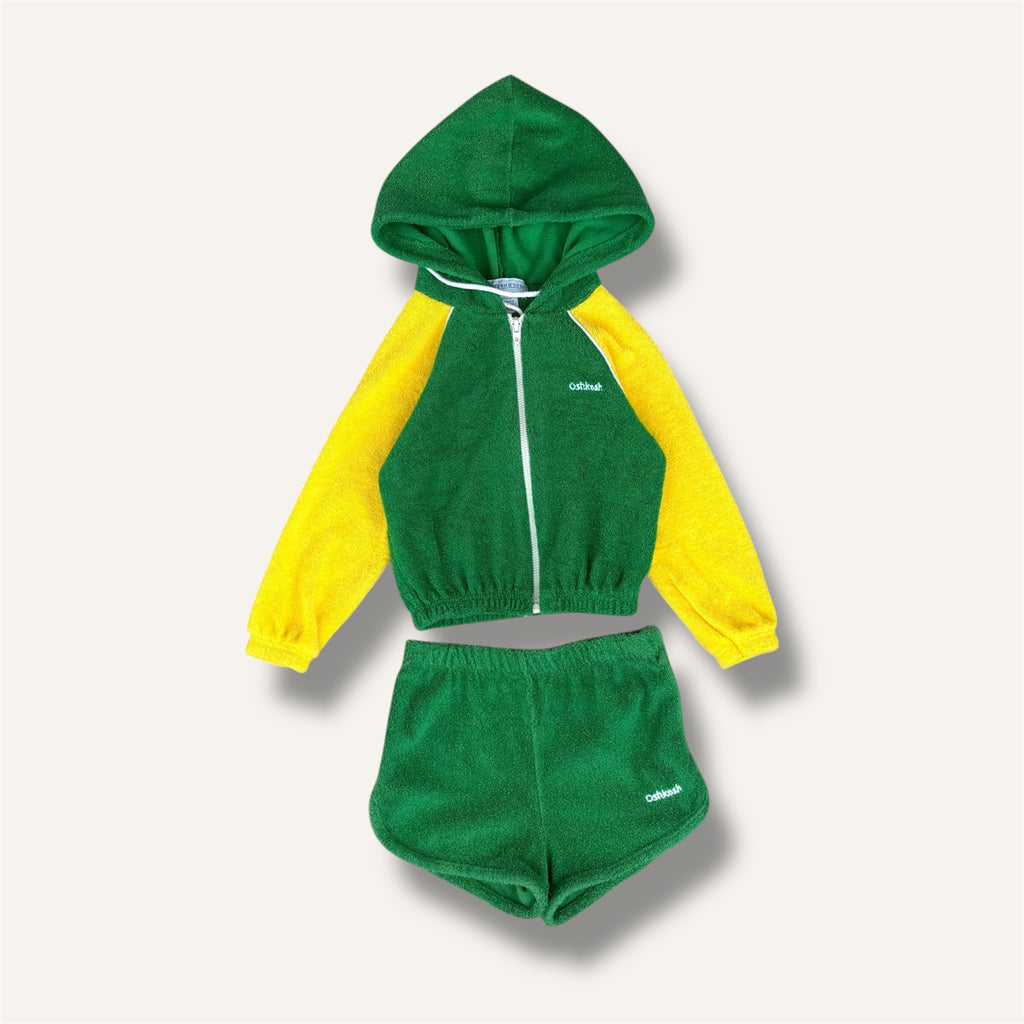 Oshkosh 70/80s Terry Toweling Vintage Zip-up Hoodie & Shorts (1-2T)