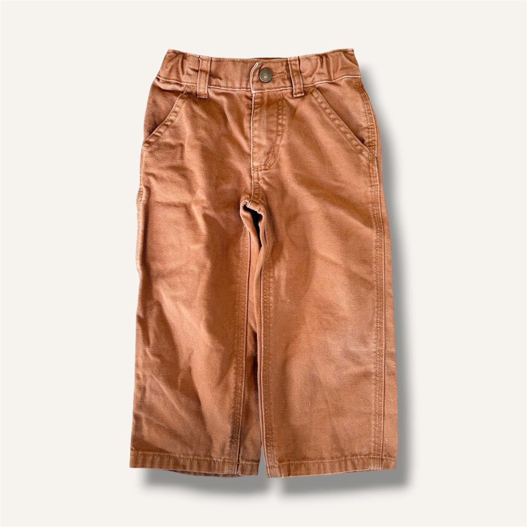 Carhartt Classic Tan Workwear Pants, Leather Logo (2T)