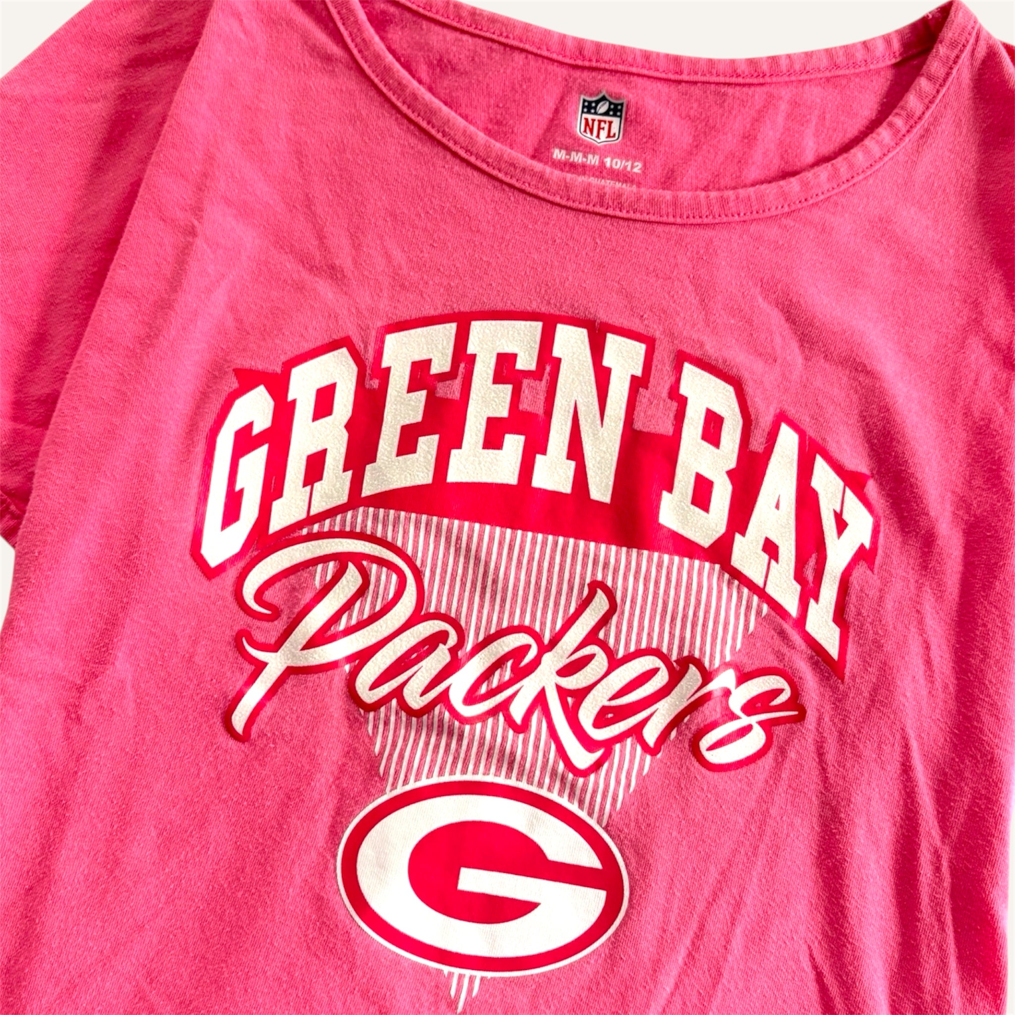 Pink Green Bay Packers Girls Tee (10/12)