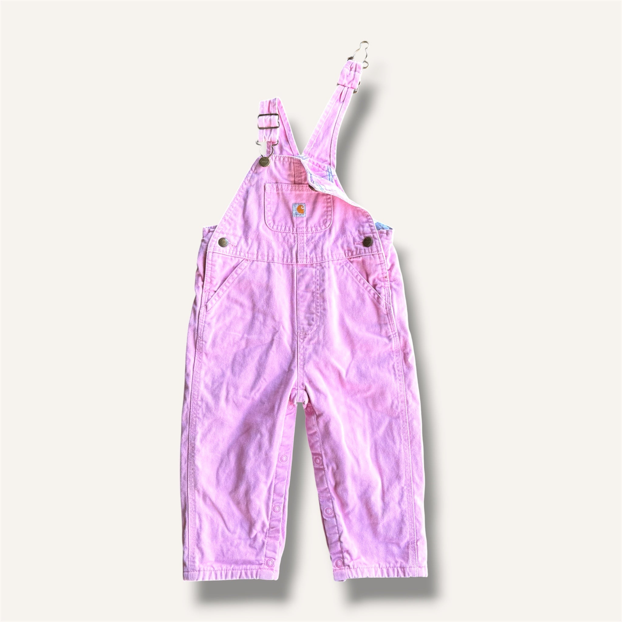 Carhartt Pink with Plaid Lining Overalls (2T)