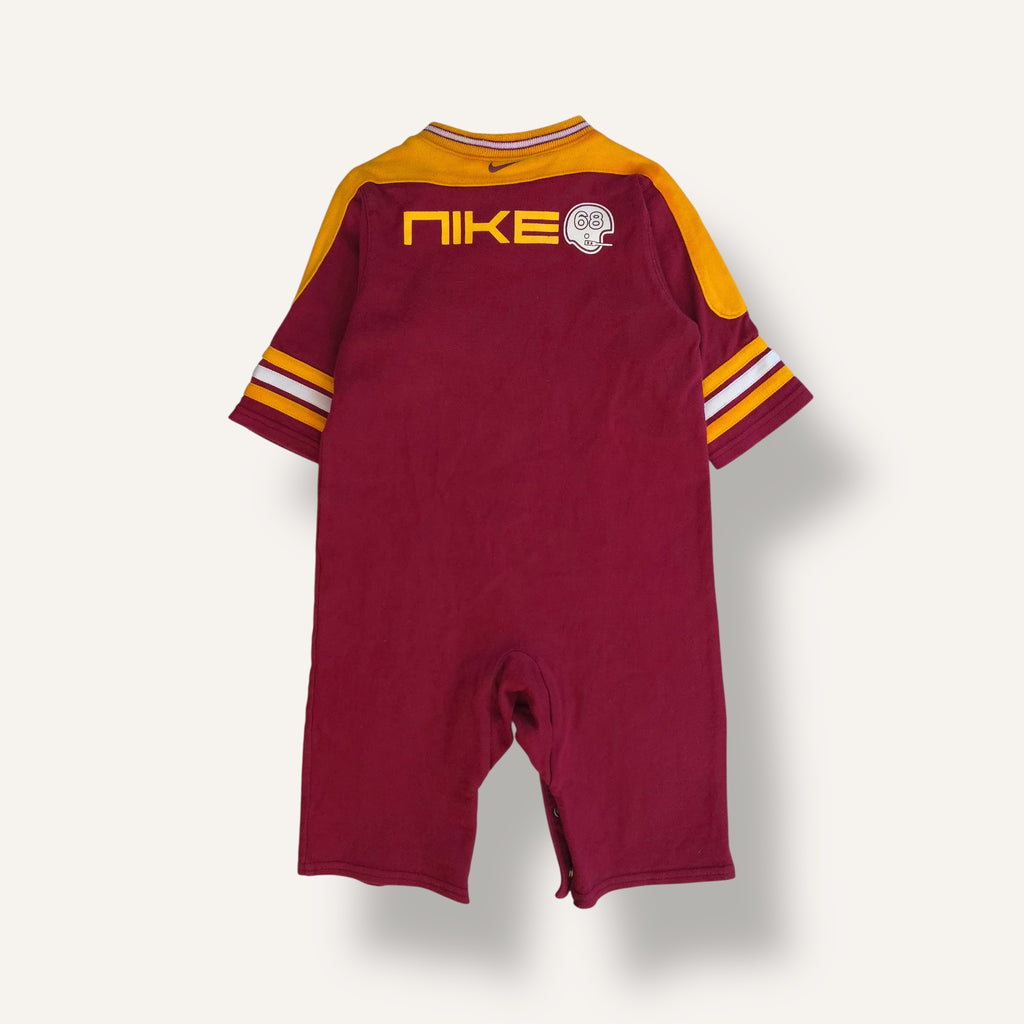 Y2K Nike Burgundy and Gold Football Romper (1-2T)