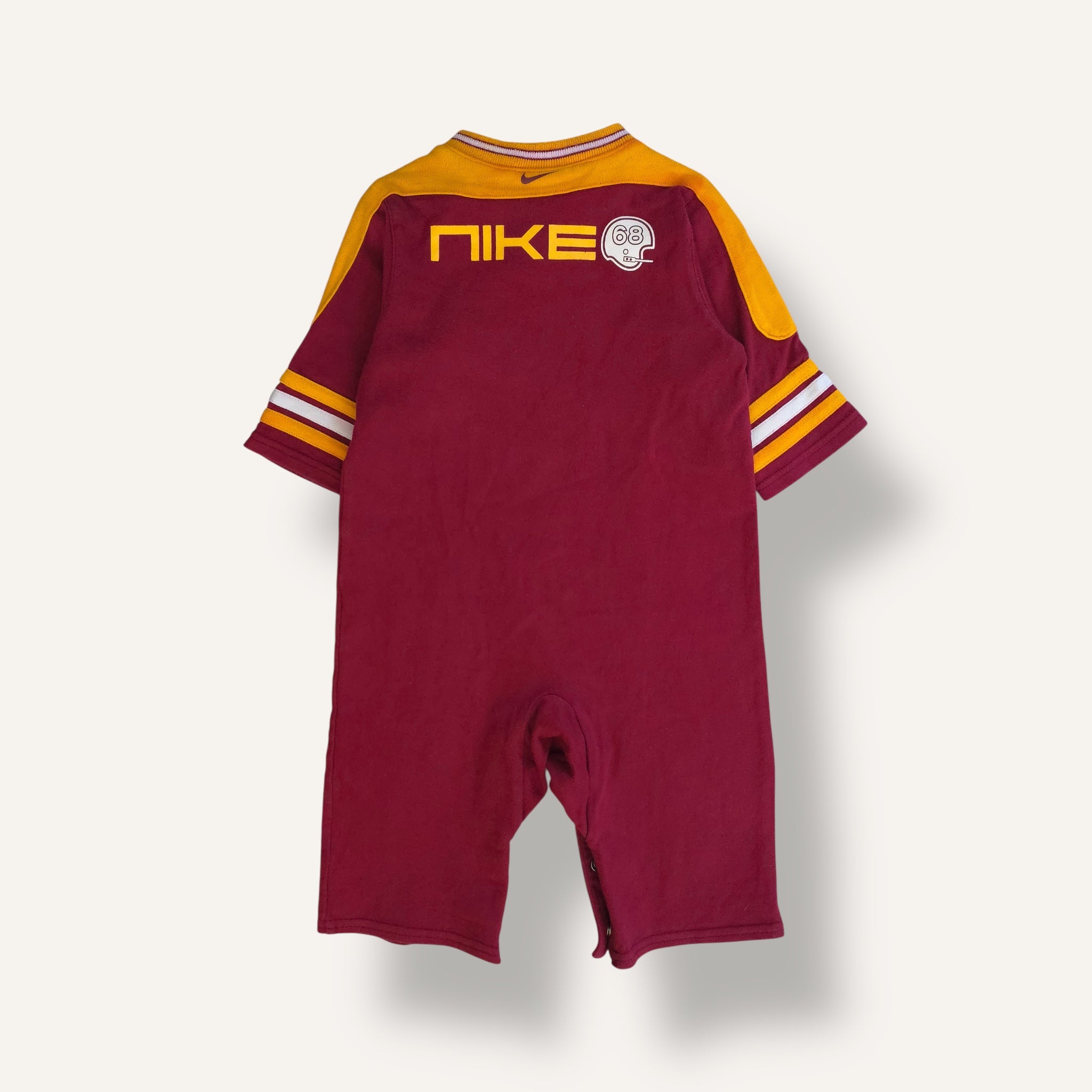 Y2K Nike Burgundy and Gold Football Romper (1-2T)