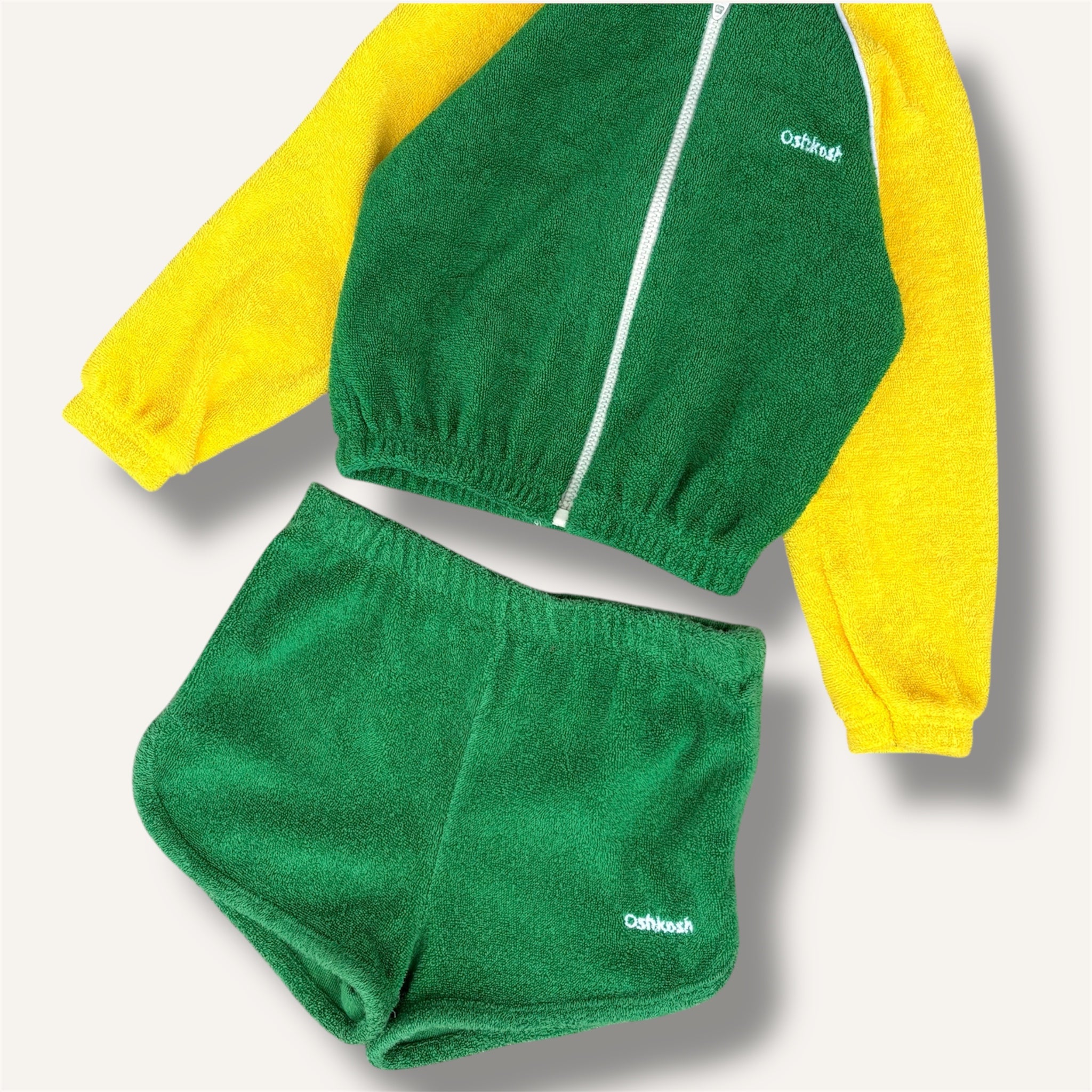 Oshkosh 70/80s Terry Toweling Vintage Zip-up Hoodie & Shorts (1-2T)
