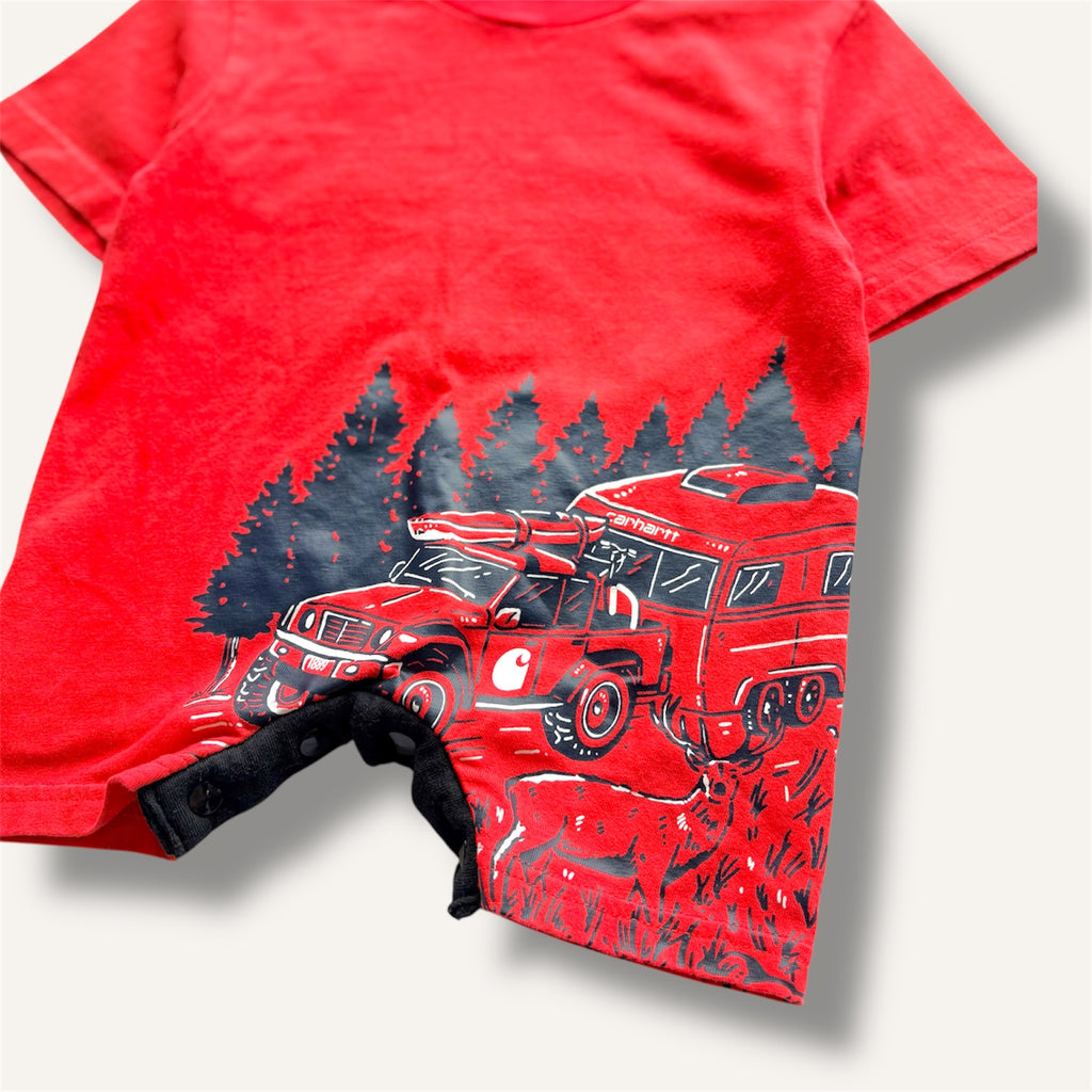 Carhartt Red Truck Reckless Romper (6/12M)