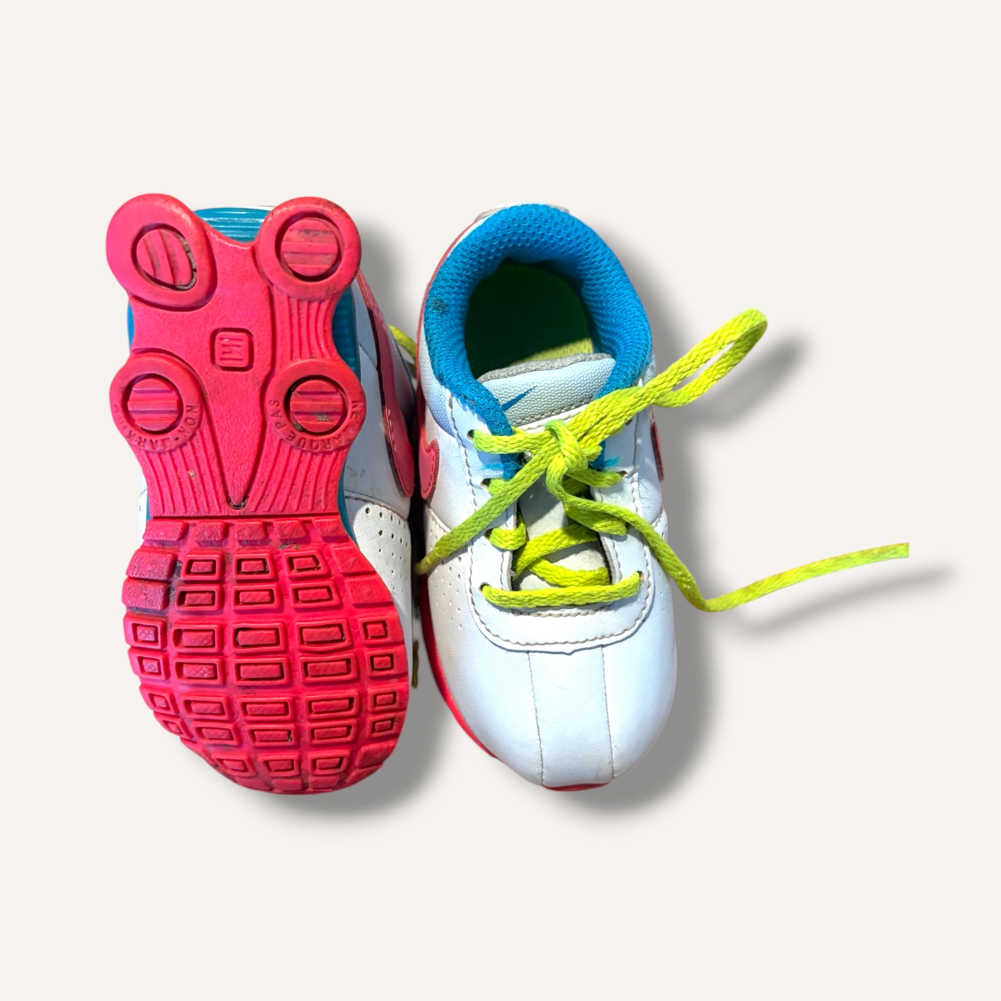 Vintage White, Pink and Blue Nike Shox (5C)