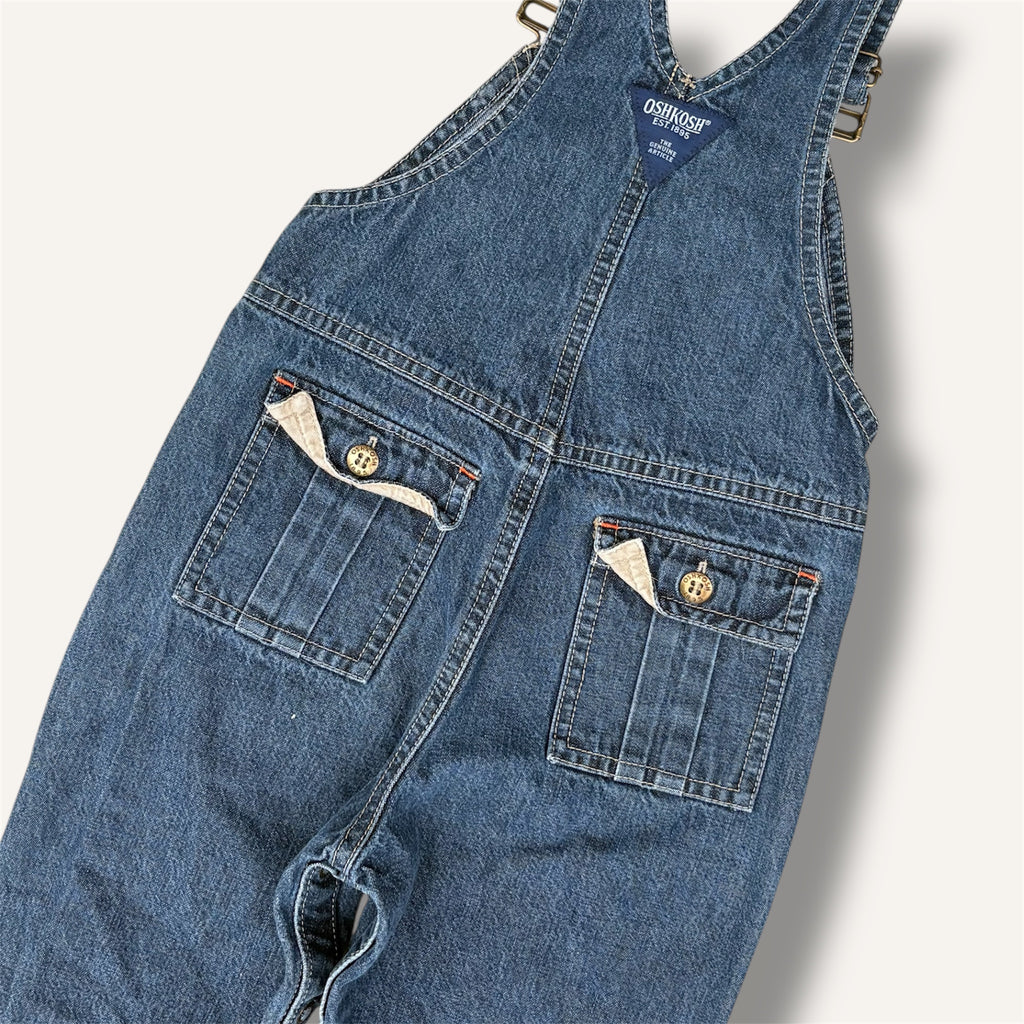 Oshkosh Y2K Dark Wash Denim Cargo Style Overalls (12/18M)