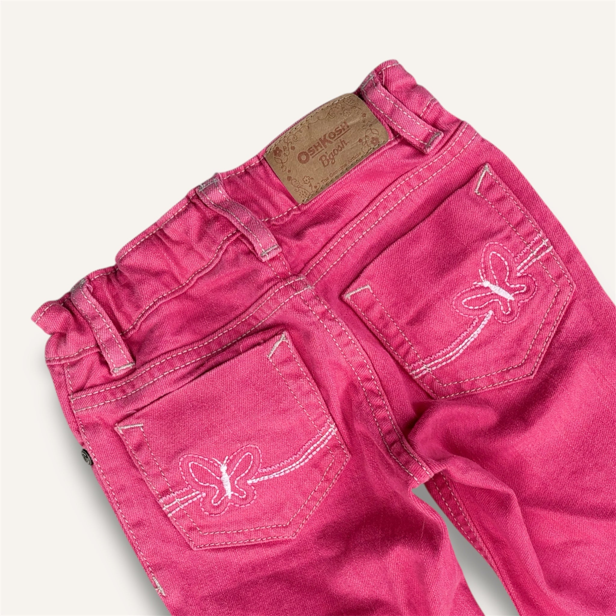 Oshkosh Y2K Pink Denim Jeans With Butterfly Hits (2T)