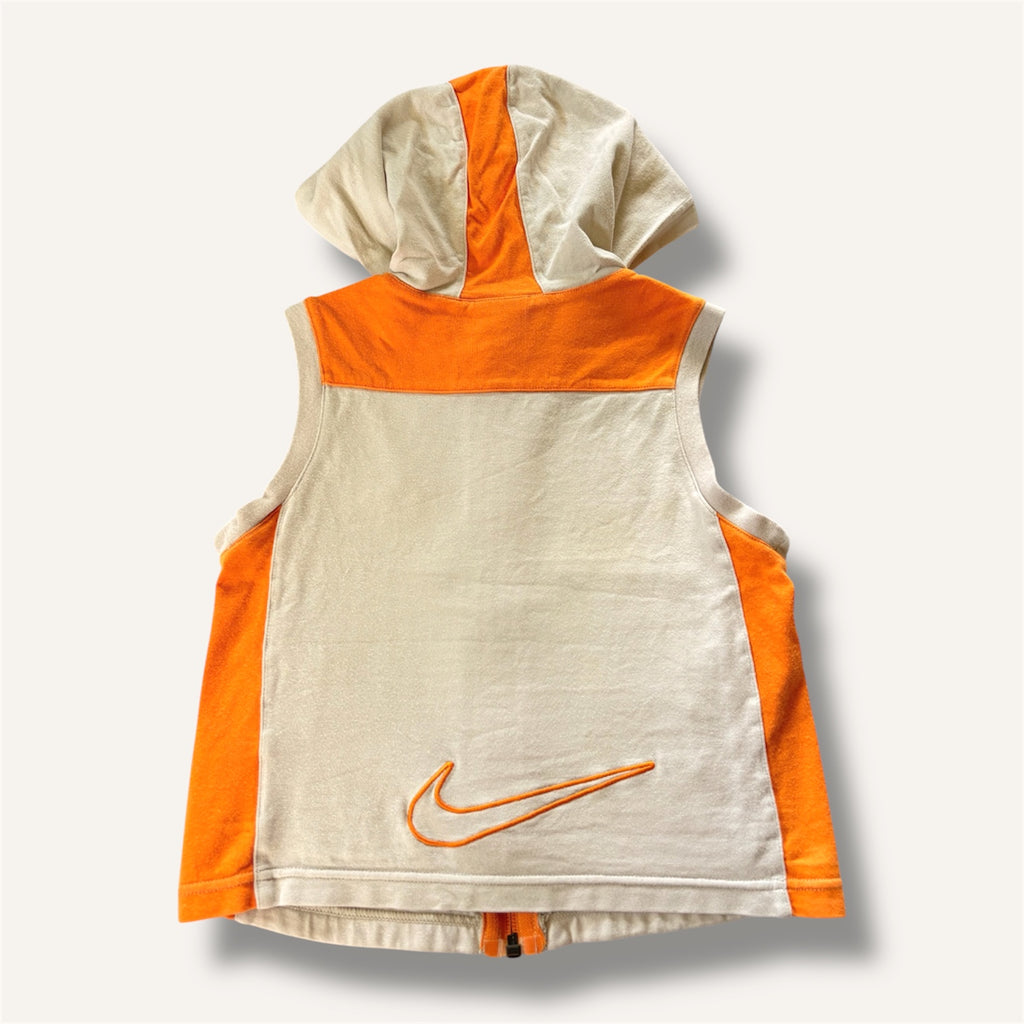 Y2K Sleeveless Nike Beige and Orange Zippy Top (3-4T)