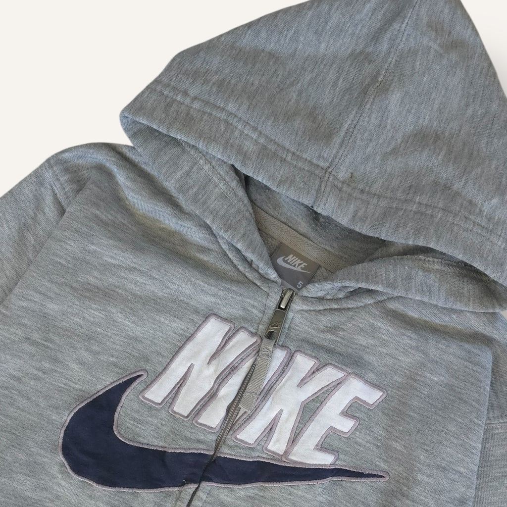 Y2K Grey and Navy "Nike" Embroided Zippy Hoodie (5/6)