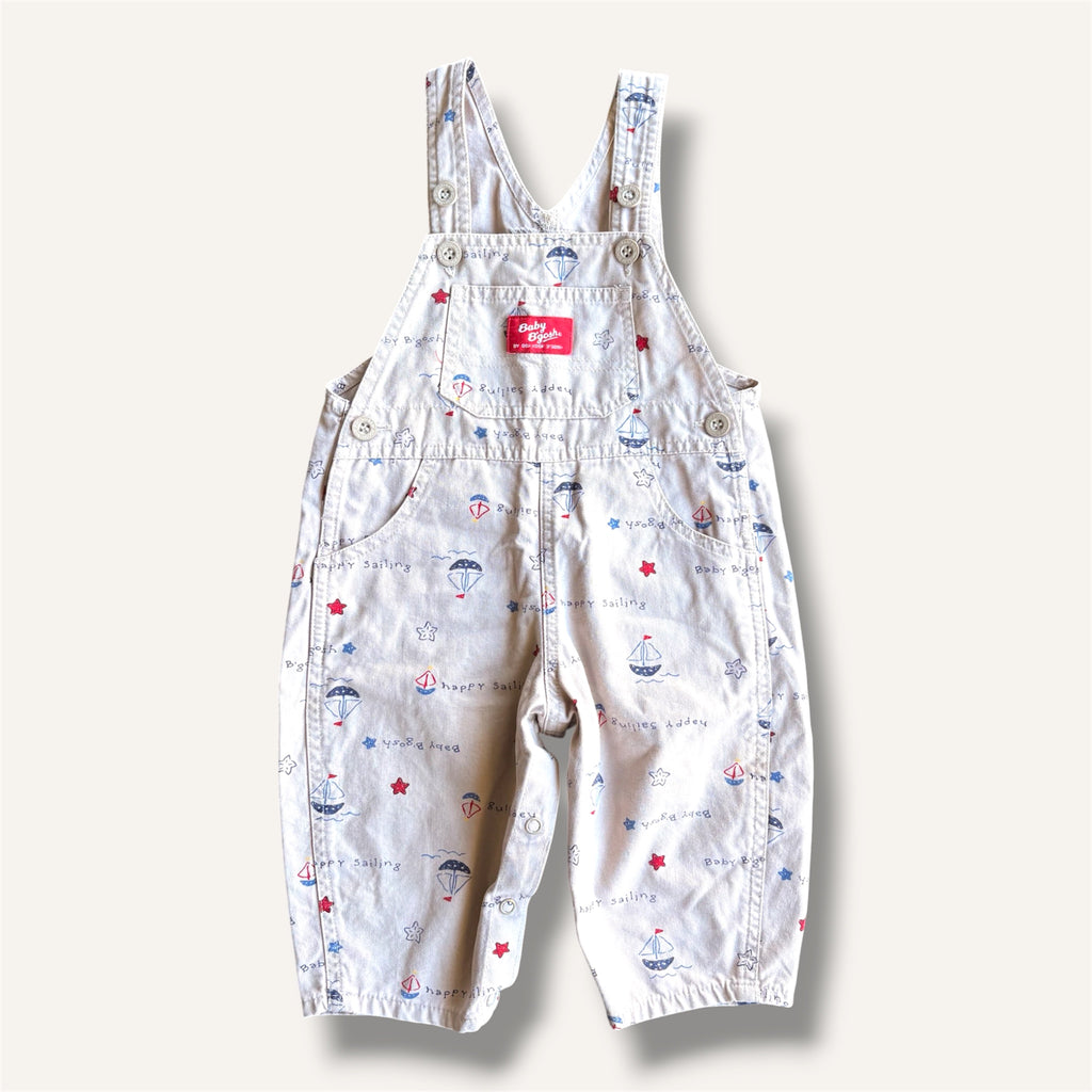 Oshkosh Vintage Beige Sail Boat Overalls (6/12M)