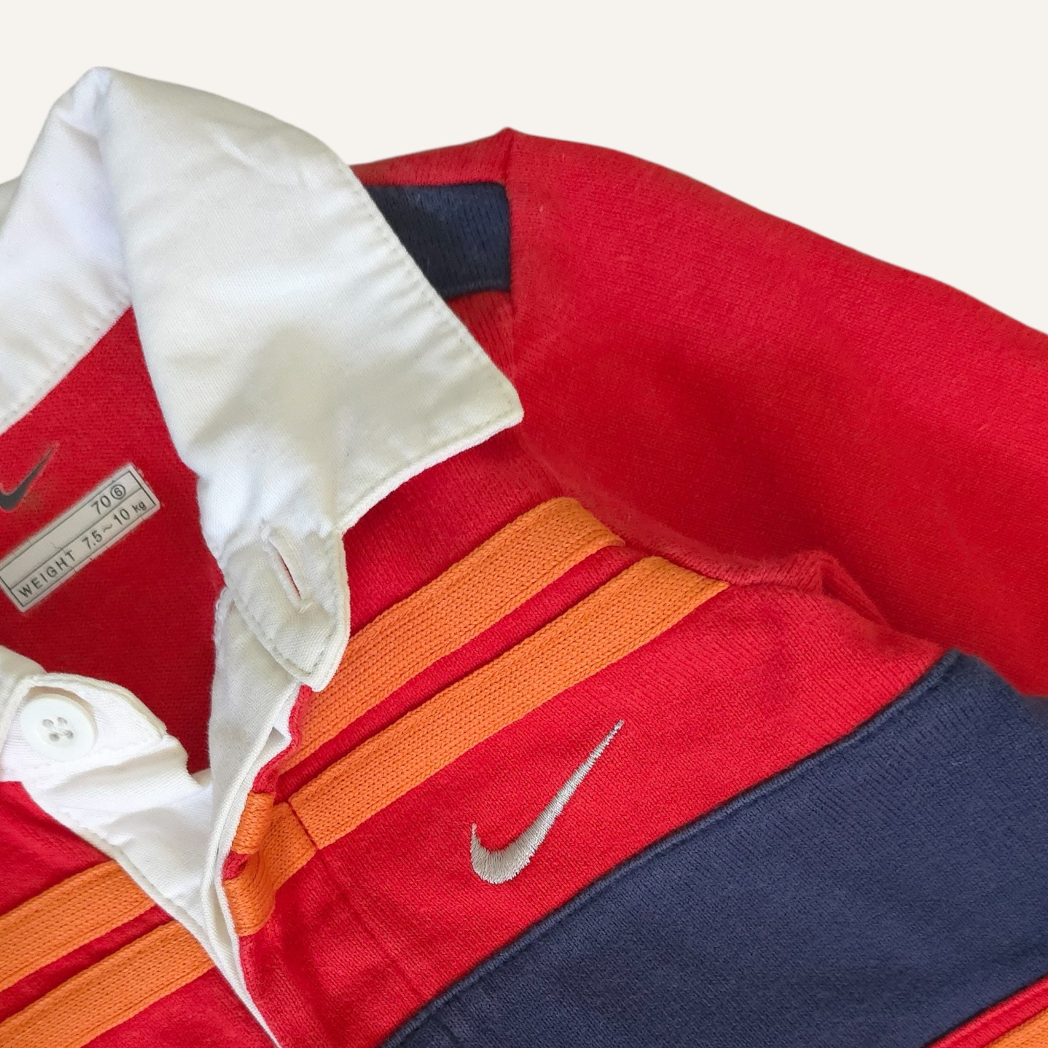 Y2K Nike Red, Orange and Navy Collared Polo Romper (6/12M)