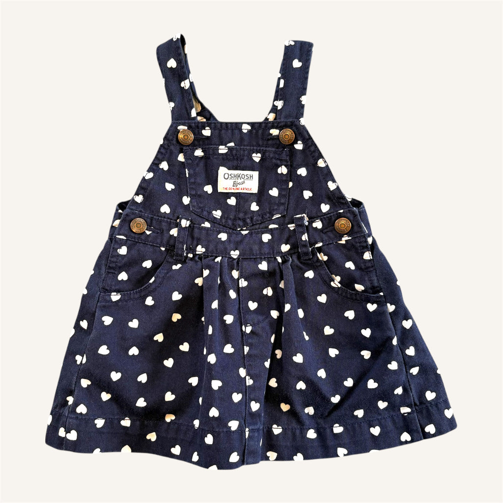 Oshkosh Navy Heart Denim Shortall Dress (6/12M)