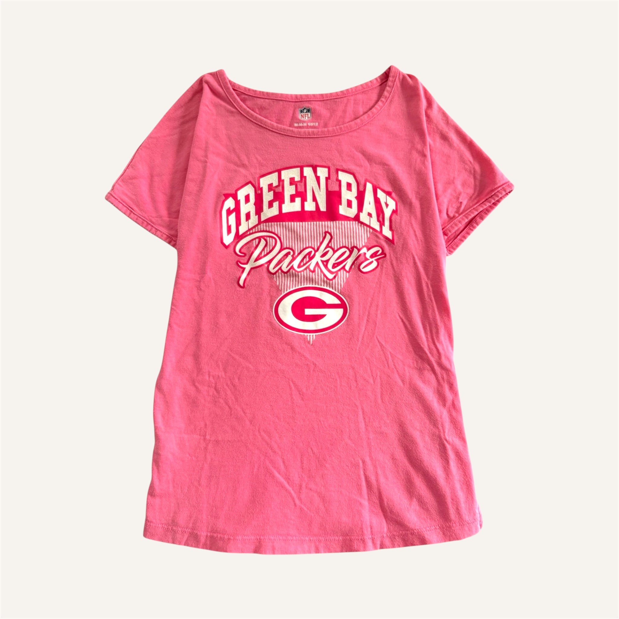 Pink Green Bay Packers Girls Tee (10/12)