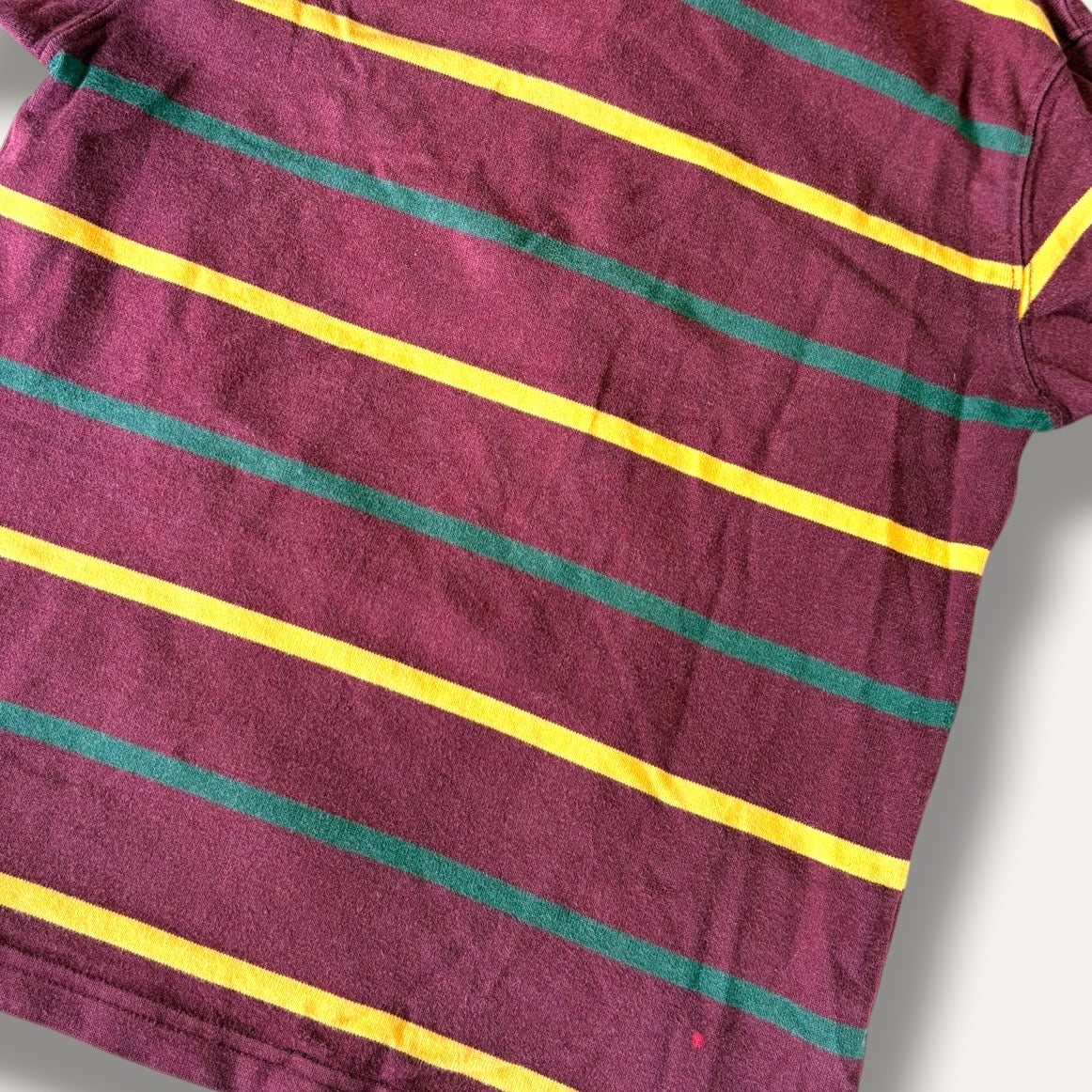 Polo Ralph Lauren Burgundy, Yellow & Green Striped Rugby Jersey (5/6)
