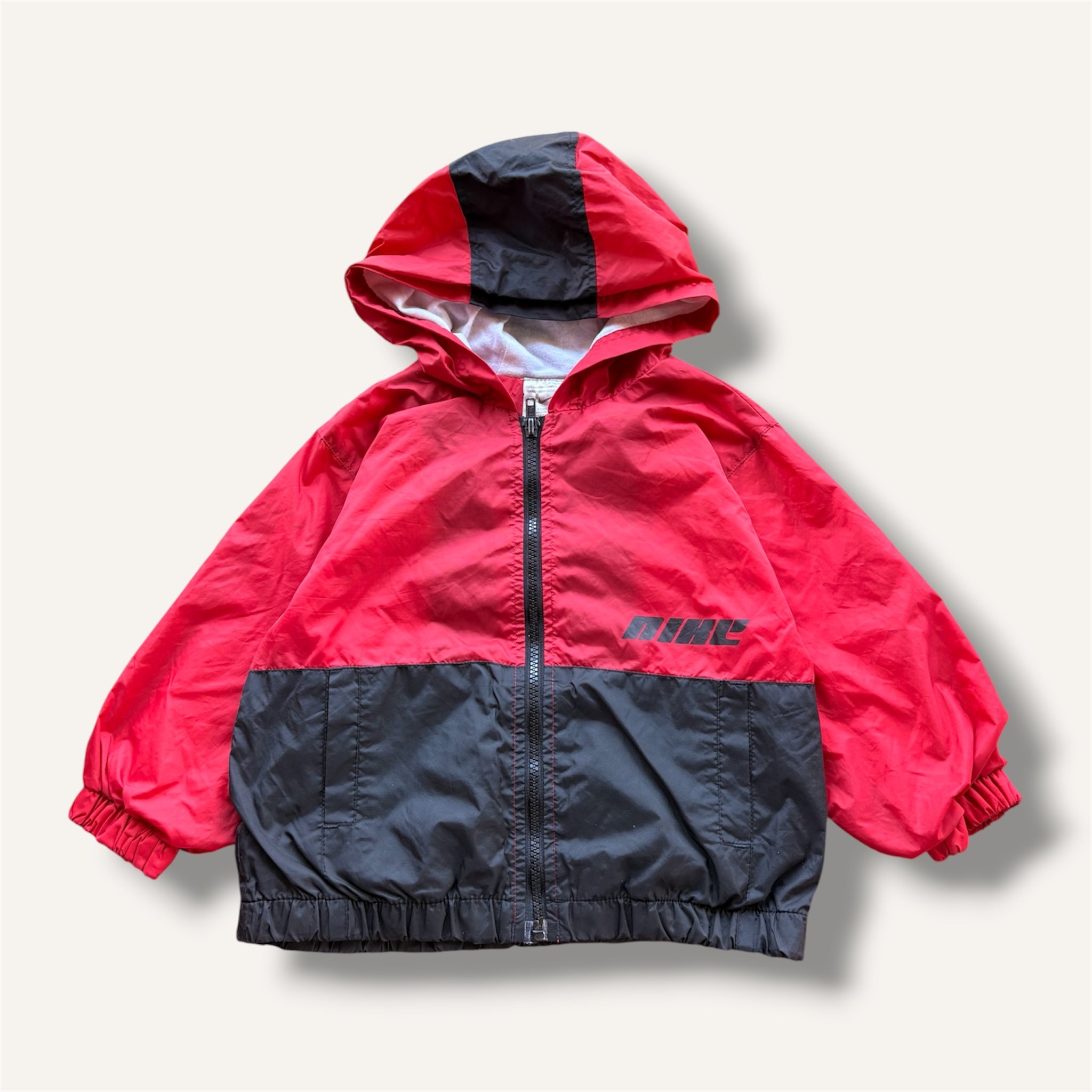 Y2K Nike Red and Black Hooded Windbreaker (3T)