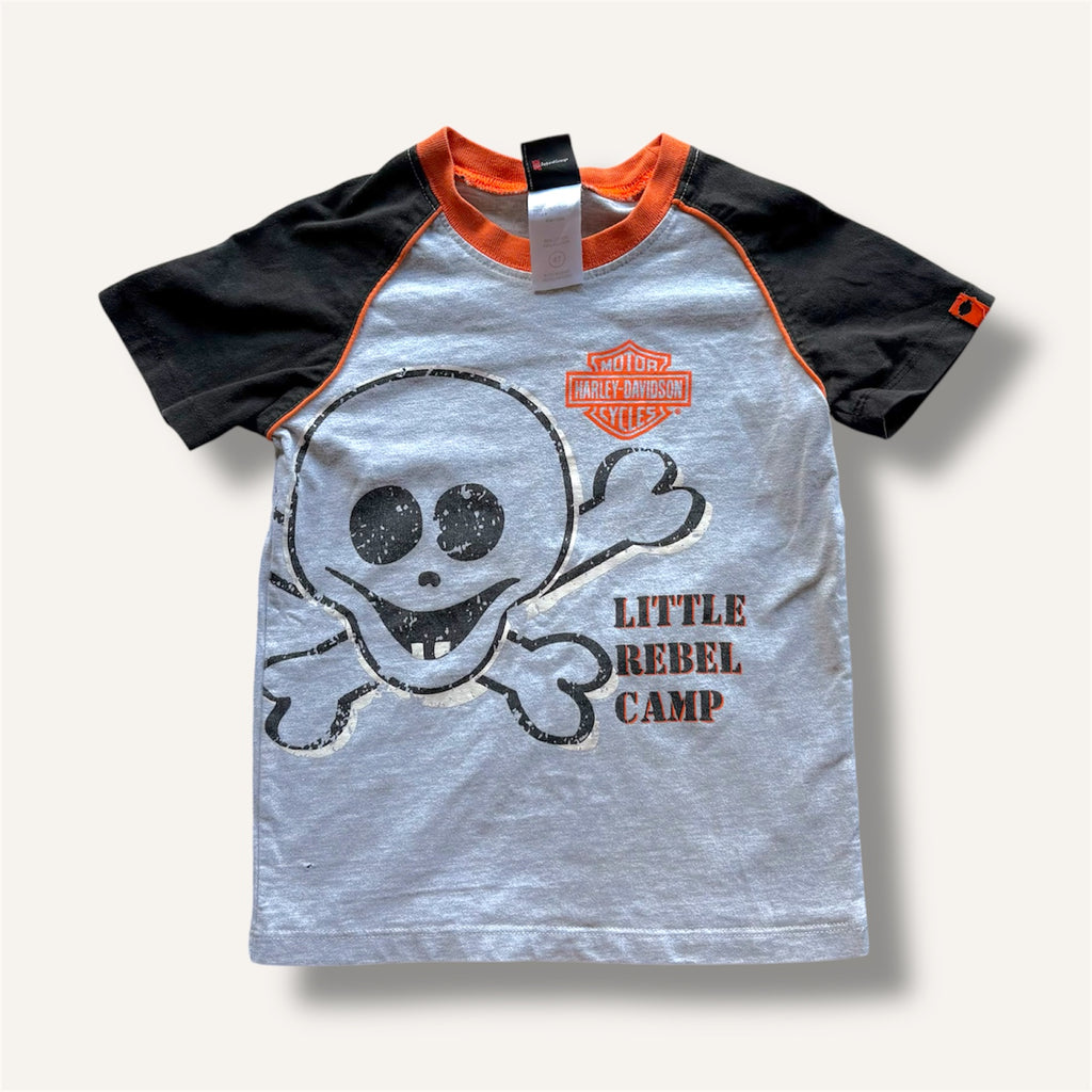 Harley Davidson Black and Grey Little Rebel Camp Tee (4T)