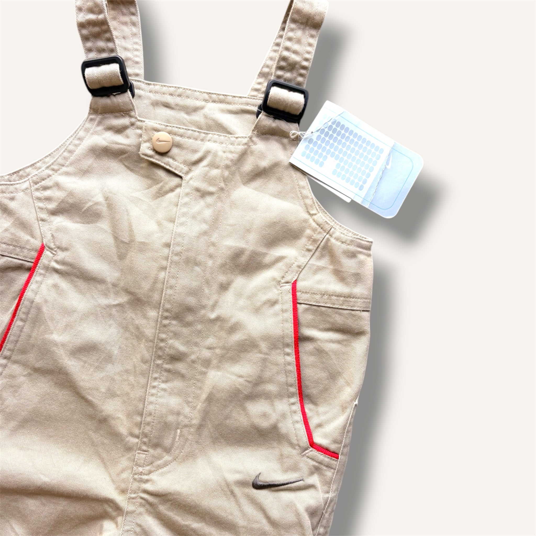 Y2K Nike BNWT Deadstock khaki, Grey & Red Shortalls (1-2T)