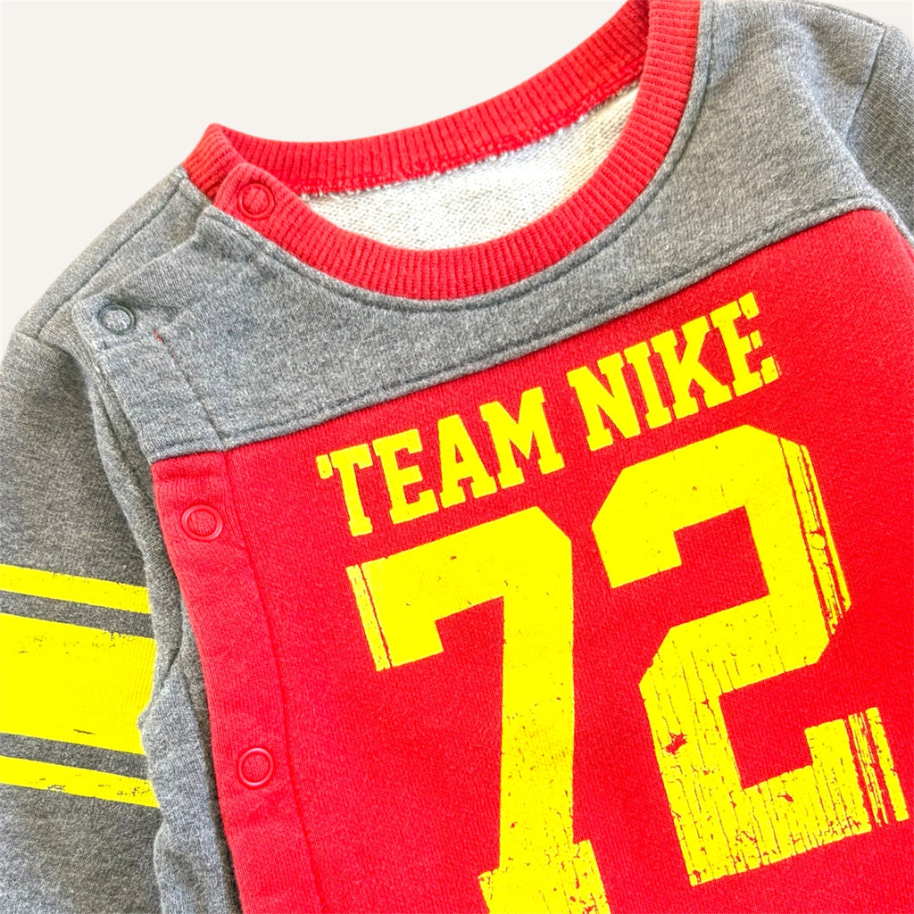 Y2K Red and Dark Grey Nike Full Length Romper (12/18M)