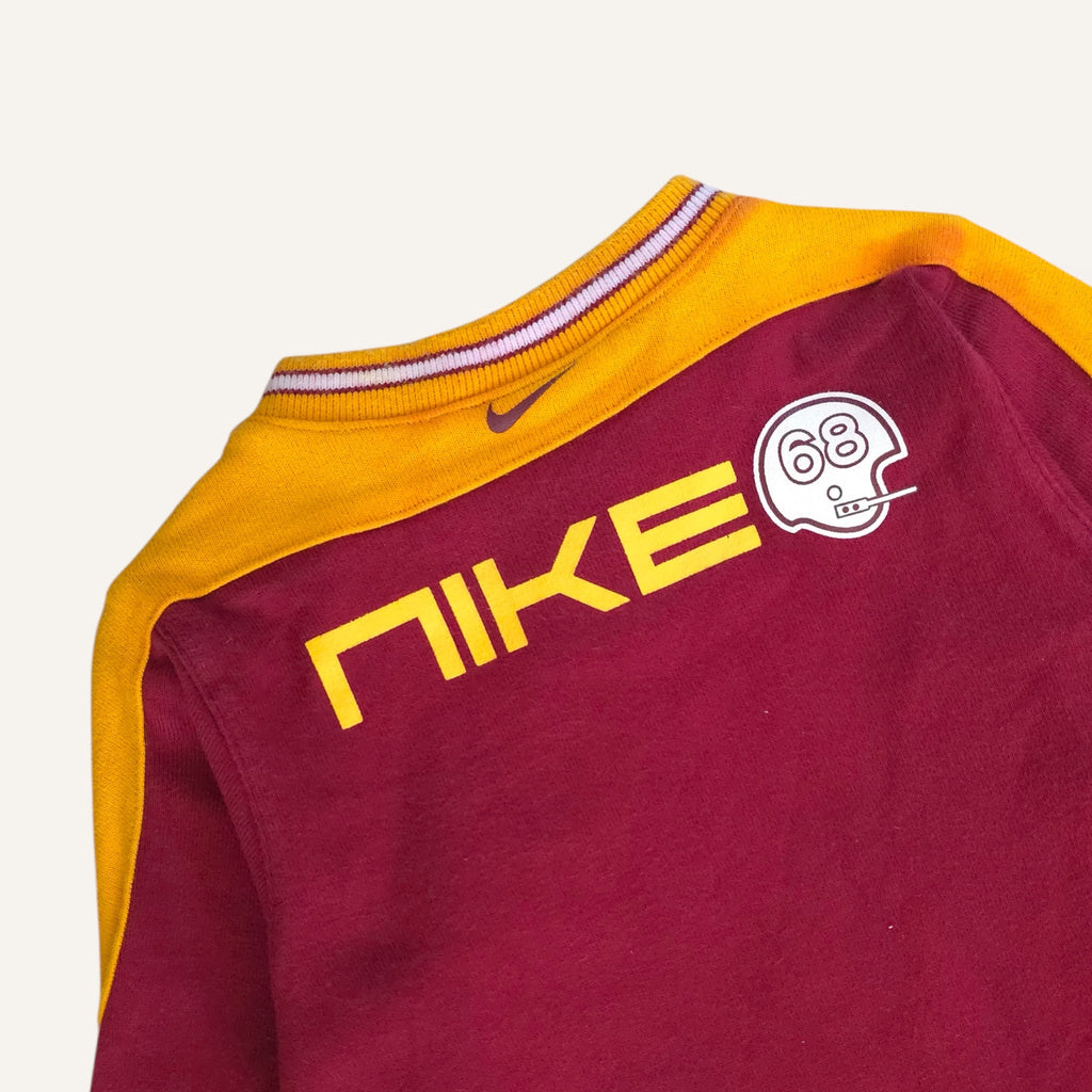 Y2K Nike Burgundy and Gold Football Romper (1-2T)