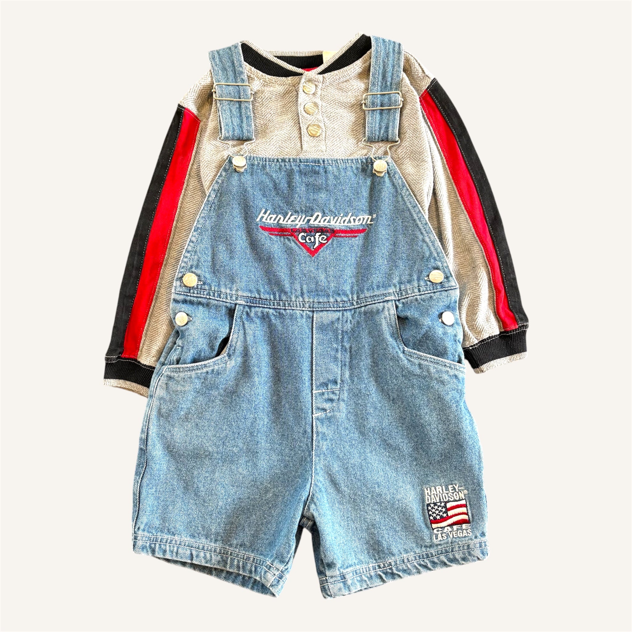 Harley Davidson 'Cafe Las Vegas' Shortalls & Under Shirt (4T)