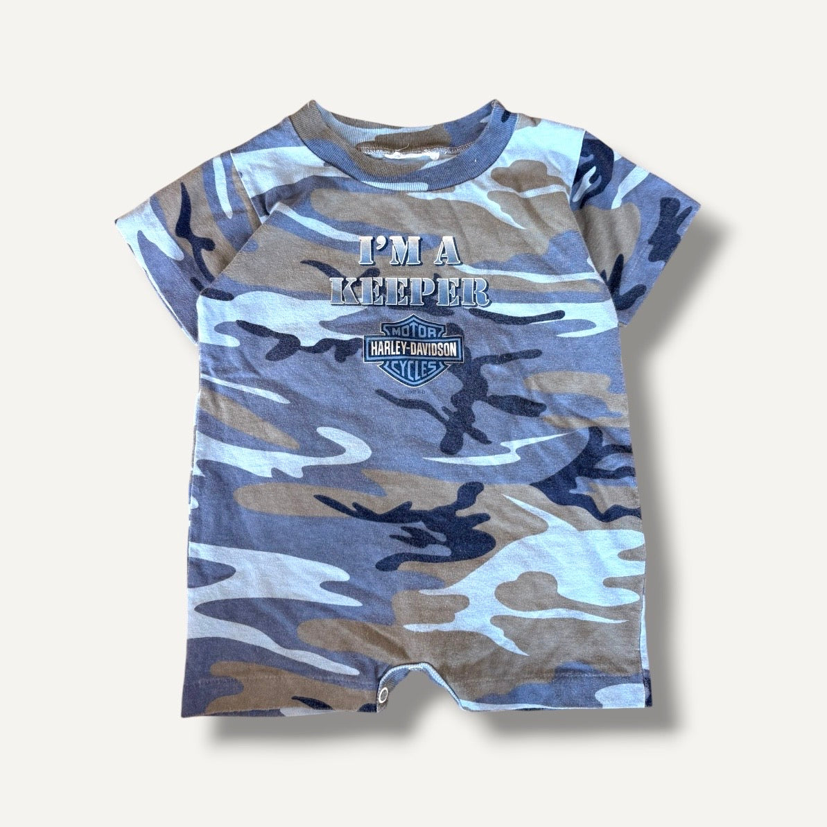 Harley Davidson Blue Camo Romper (12M)