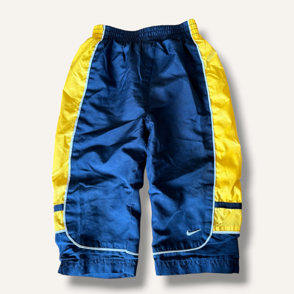 Y2K Nike Navy and Yellow Lined Windbreaker Pants (12/18M)