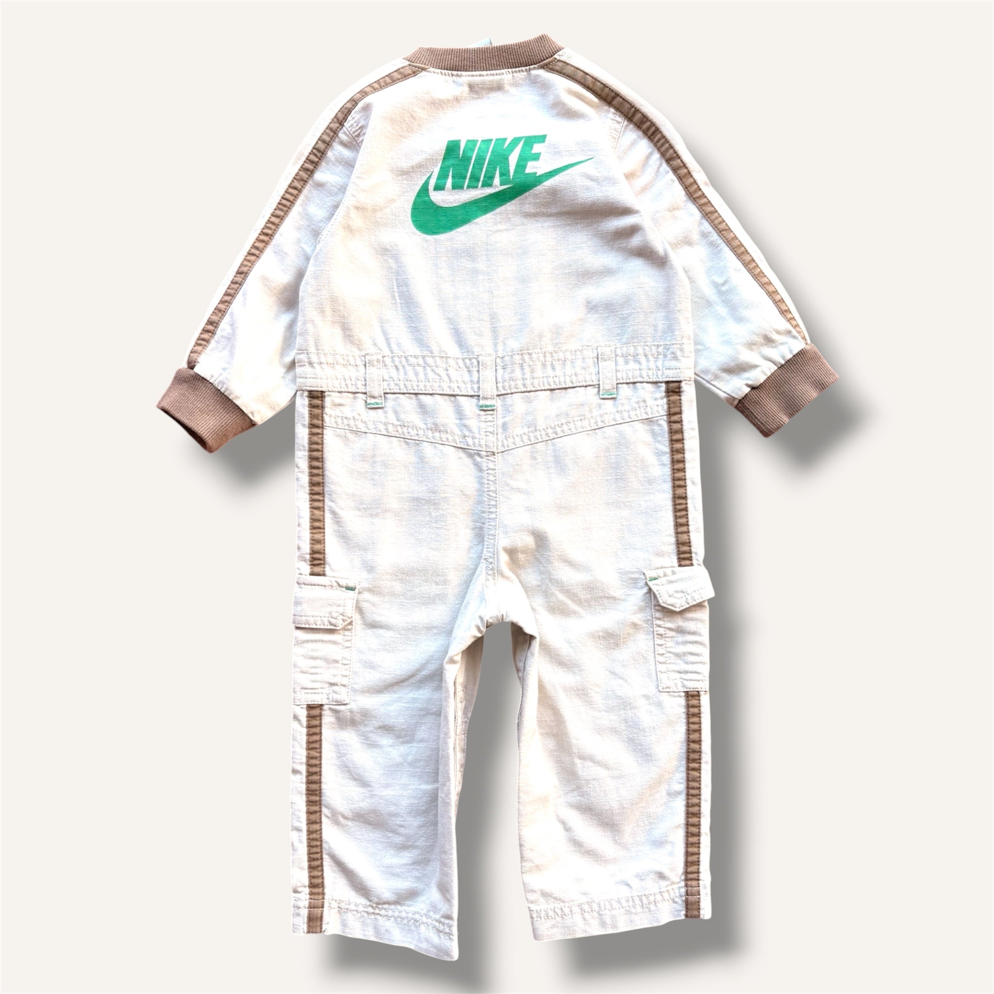 Y2K Nike Cream, Brown and Turquoise Boilersuit (1-2T)