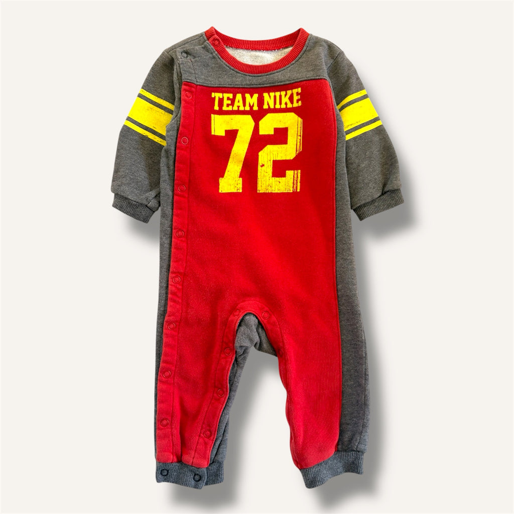 Y2K Red and Dark Grey Nike Full Length Romper (12/18M)