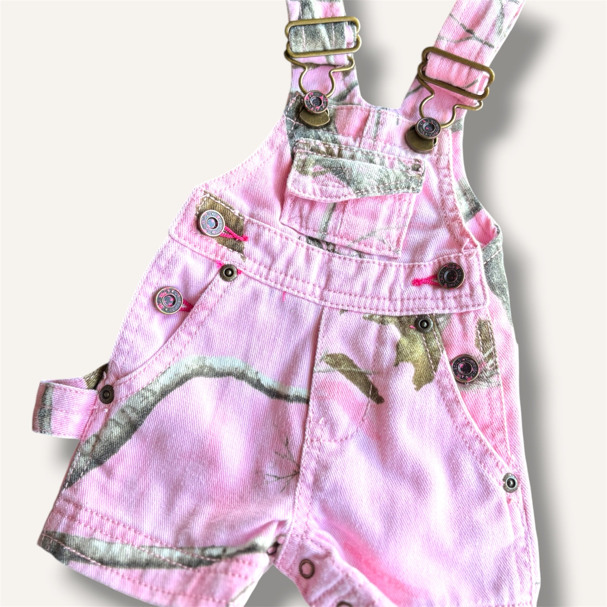 Vintage Pink Real Tree Print Cabela's Shortalls (0/3M)