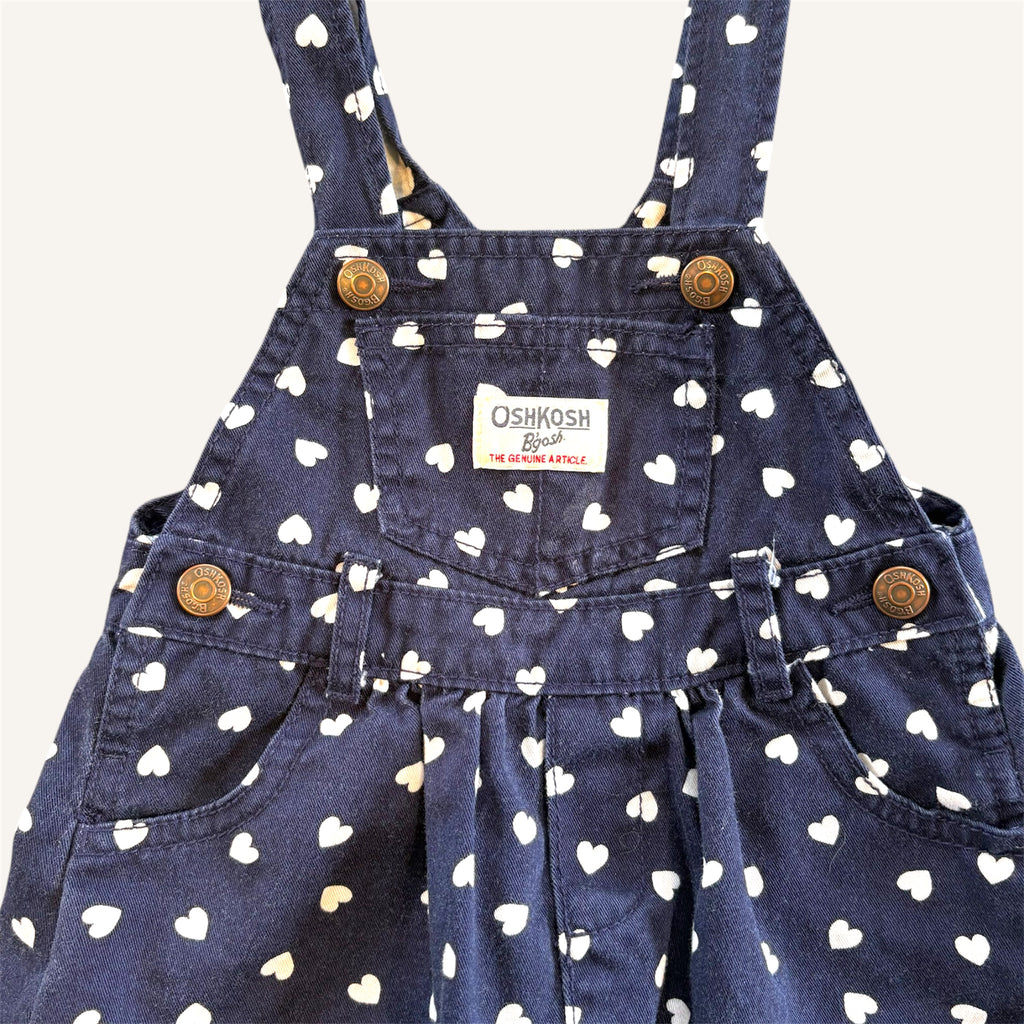 Oshkosh Navy Heart Denim Shortall Dress (6/12M)
